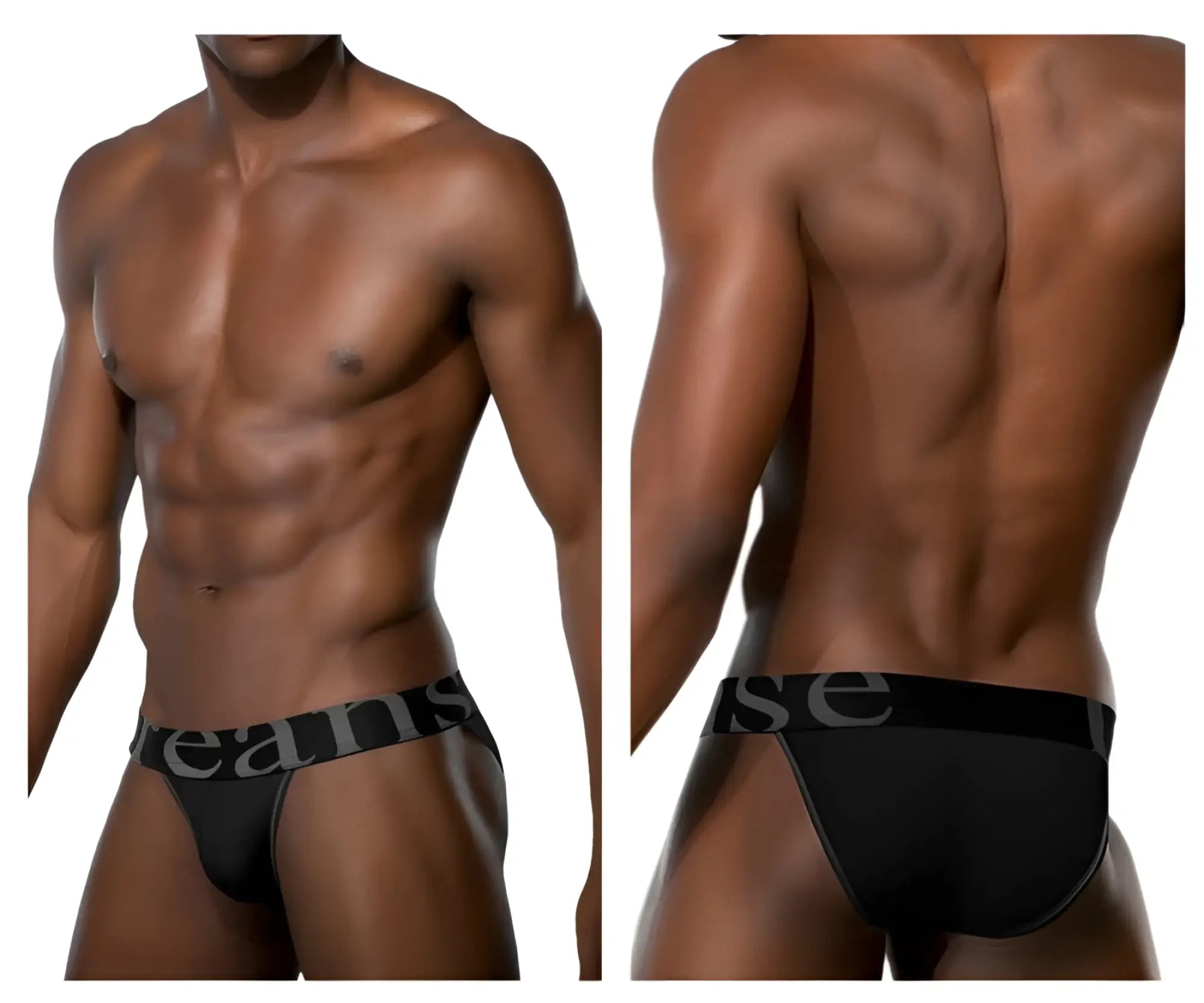 Black doreanse 1313-blk ribbed micromodal bikini briefs with sleek fit and contrasting gray logo band