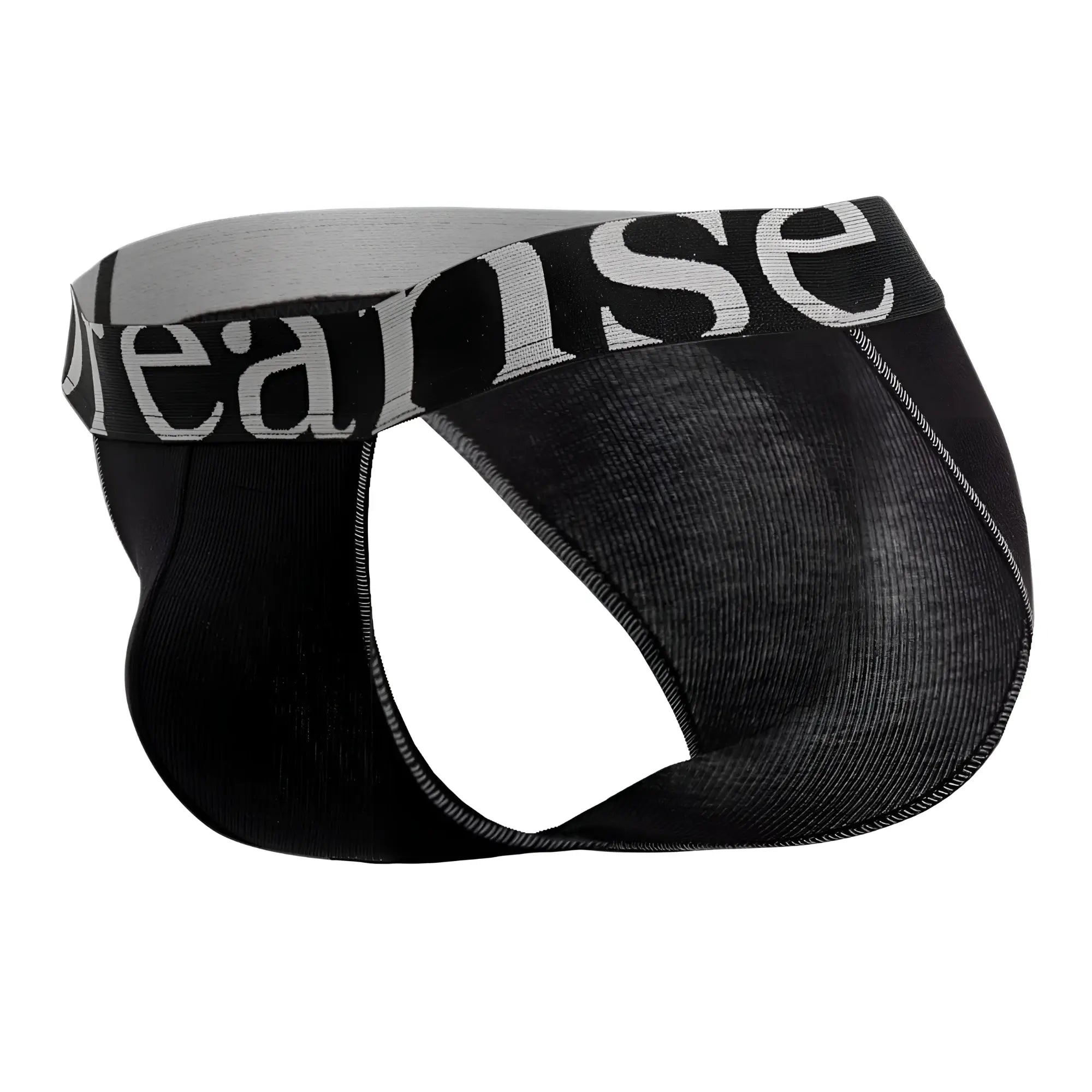 Black doreanse 1313-blk ribbed micromodal bikini briefs with gray waistband featuring white reanise logo