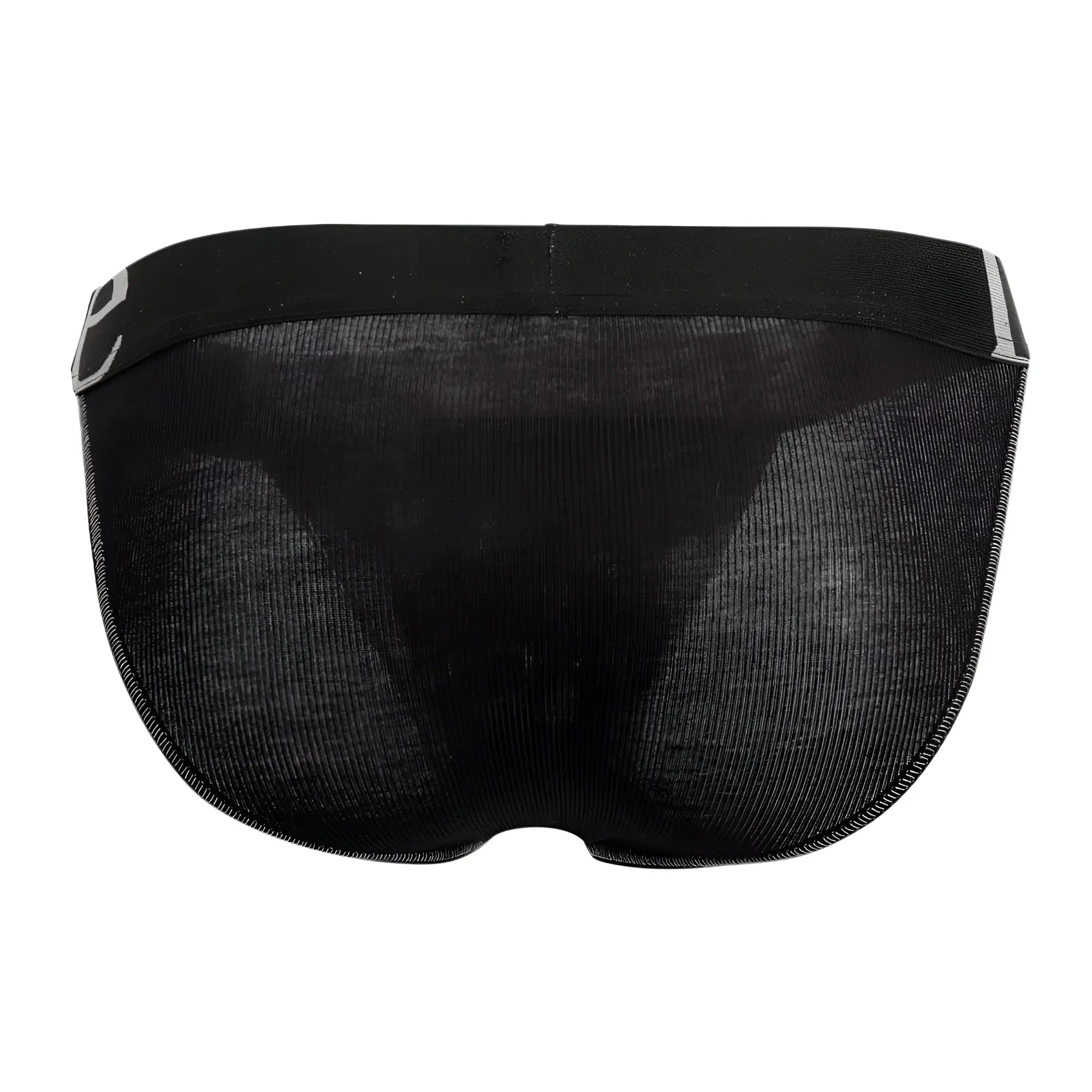 Black mesh Doreanse 1313-BLK ribbed micromodal bikini briefs with solid black waistband and subtle gray trim