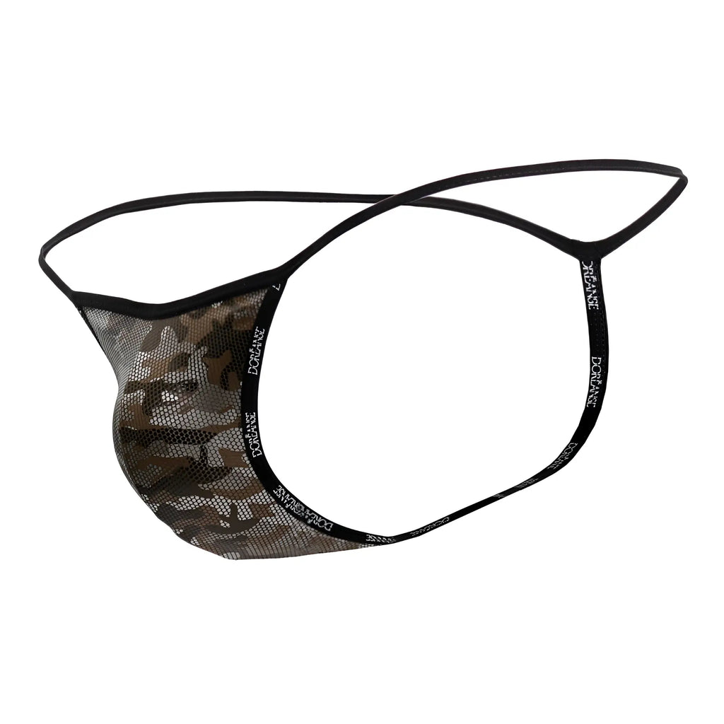 Black mesh thong with camouflage pattern and elastic waistband by Doreanse 1326-CAM flashy G-string camotech