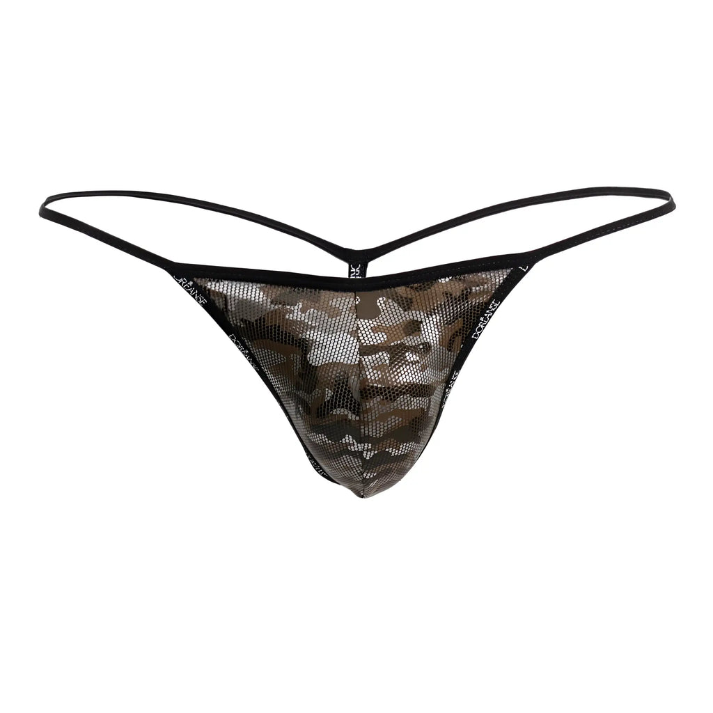 Black mesh thong with camouflage pattern by doreanse 1326-cam flashy g-string in camotech color shown from back