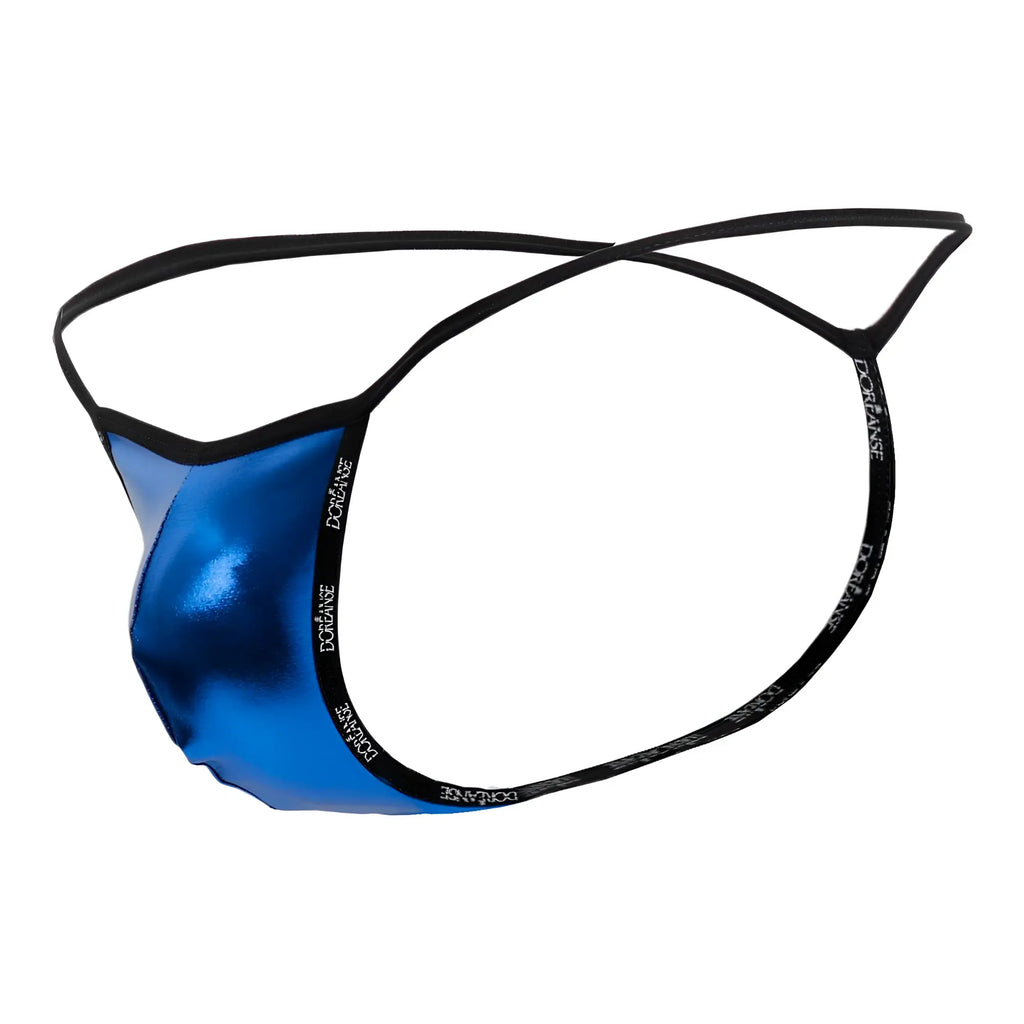 Blue metallic g-string with black elastic bands and doriane branding from doreanse 1326-rbl flashy royal blue collection