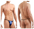 Doreanse 1326-rbl flashy g-string royal blue metallic thong with black trim showcasing front side design