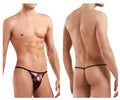 Black and iridescent purple doreanse 1326-rro flashy g-string with shiny metallic finish shown from the back side