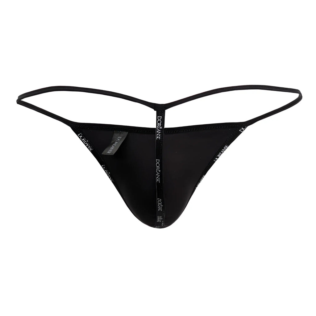 Black royal rose doréanse 1326-rro flashy g-string thong with thin adjustable straps and subtle doriane logo inner band
