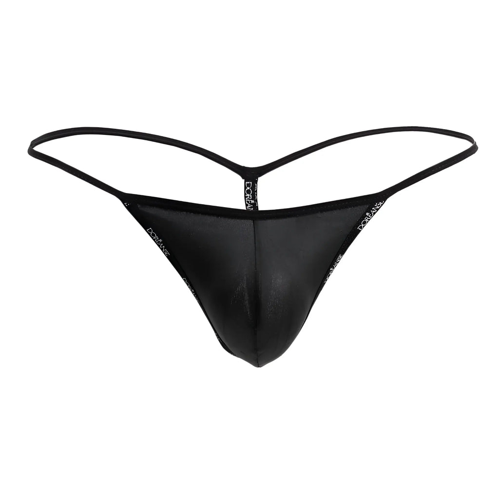 Black sheer mesh thong with thin elastic straps and dorian logo edges doreanse 1326-sbk flashy g-string black