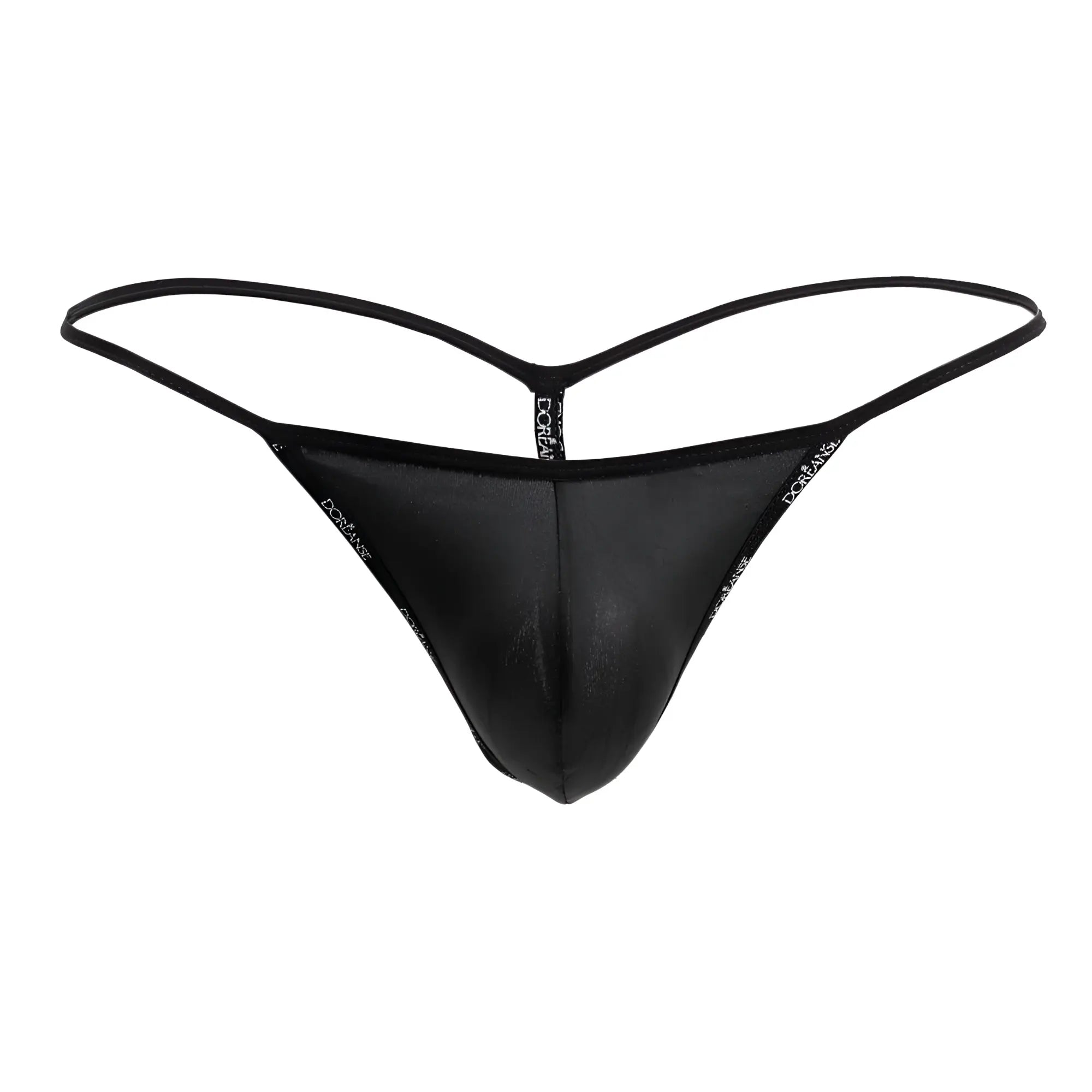 Black sheer mesh thong with thin elastic straps and dorian logo edges doreanse 1326-sbk flashy g-string black
