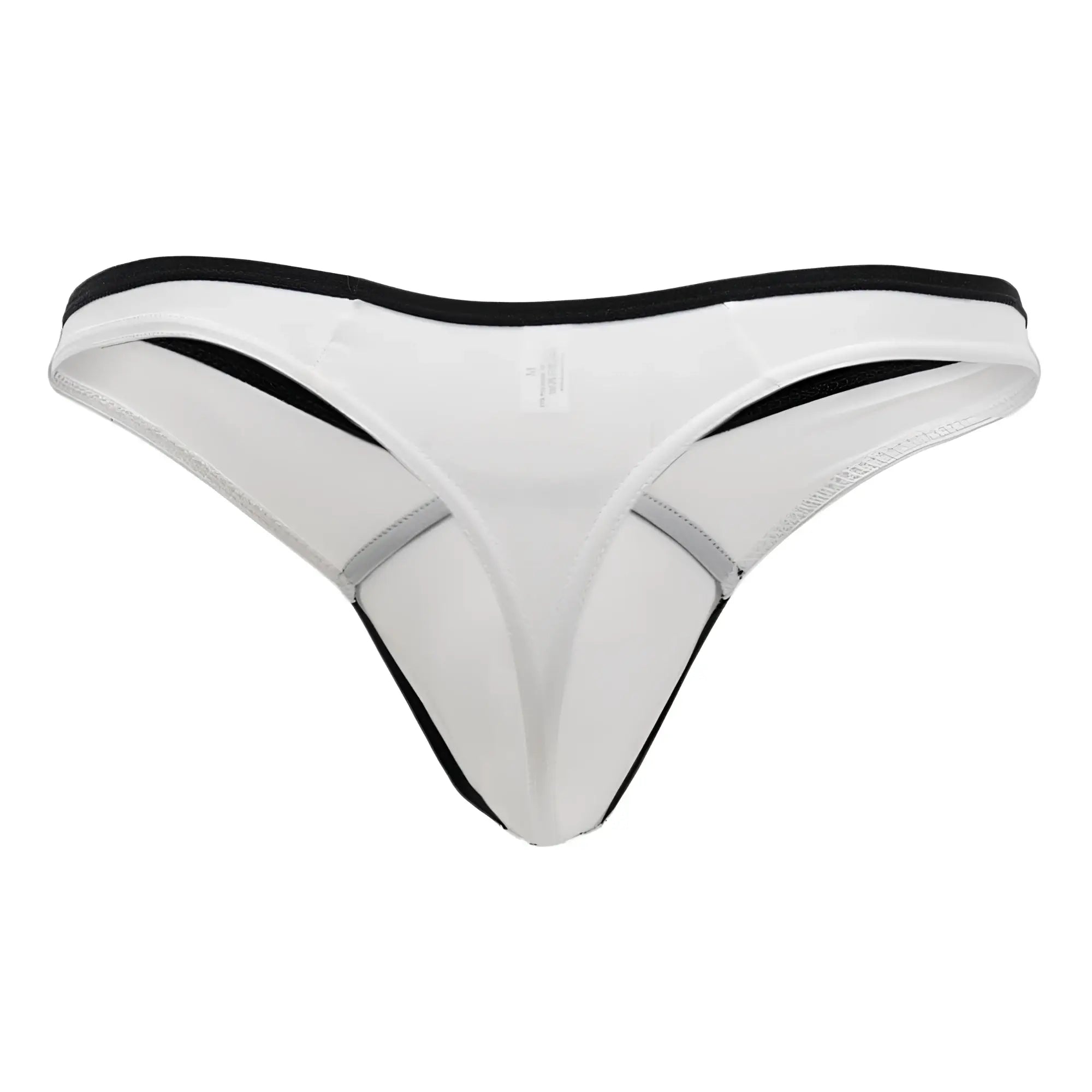 Doreanse 1332-WHT loop thong in white with black and gray trim featuring a sleek minimalist design