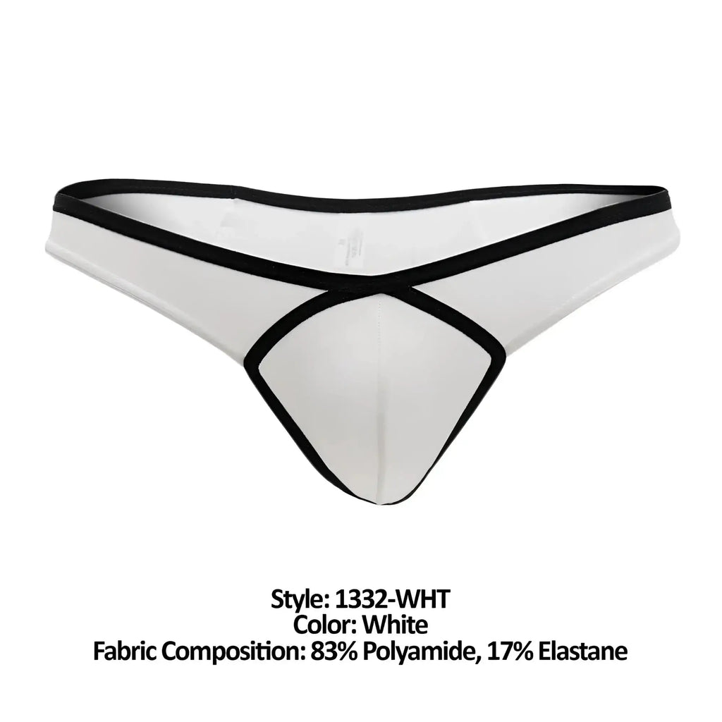 White thong with black trim and crisscross design by doreanse 1332-wht loop thong in white color