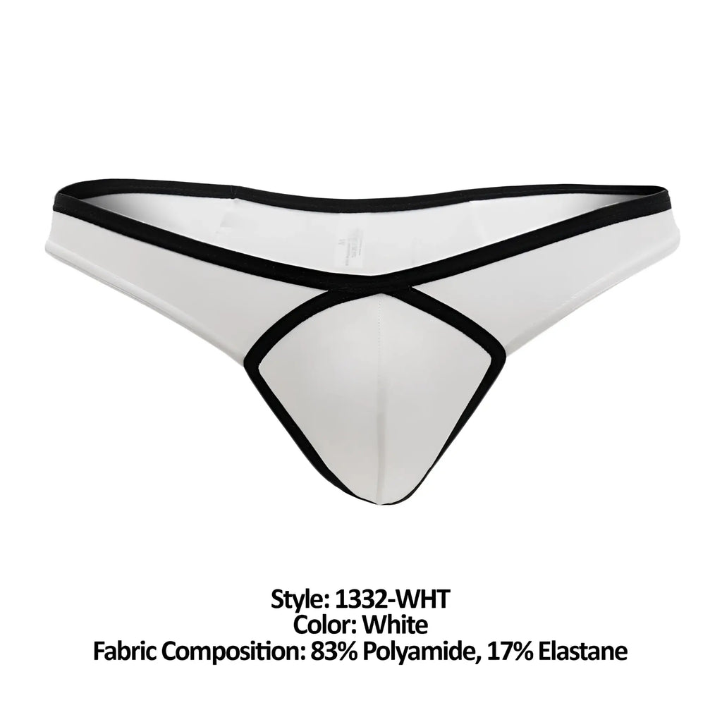White thong with black trim and crisscross design by doreanse 1332-wht loop thong in white color