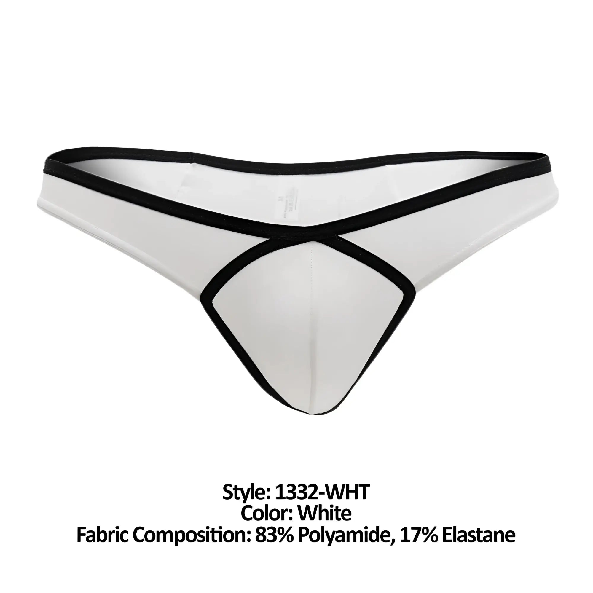 White thong with black trim and crisscross design by doreanse 1332-wht loop thong in white color