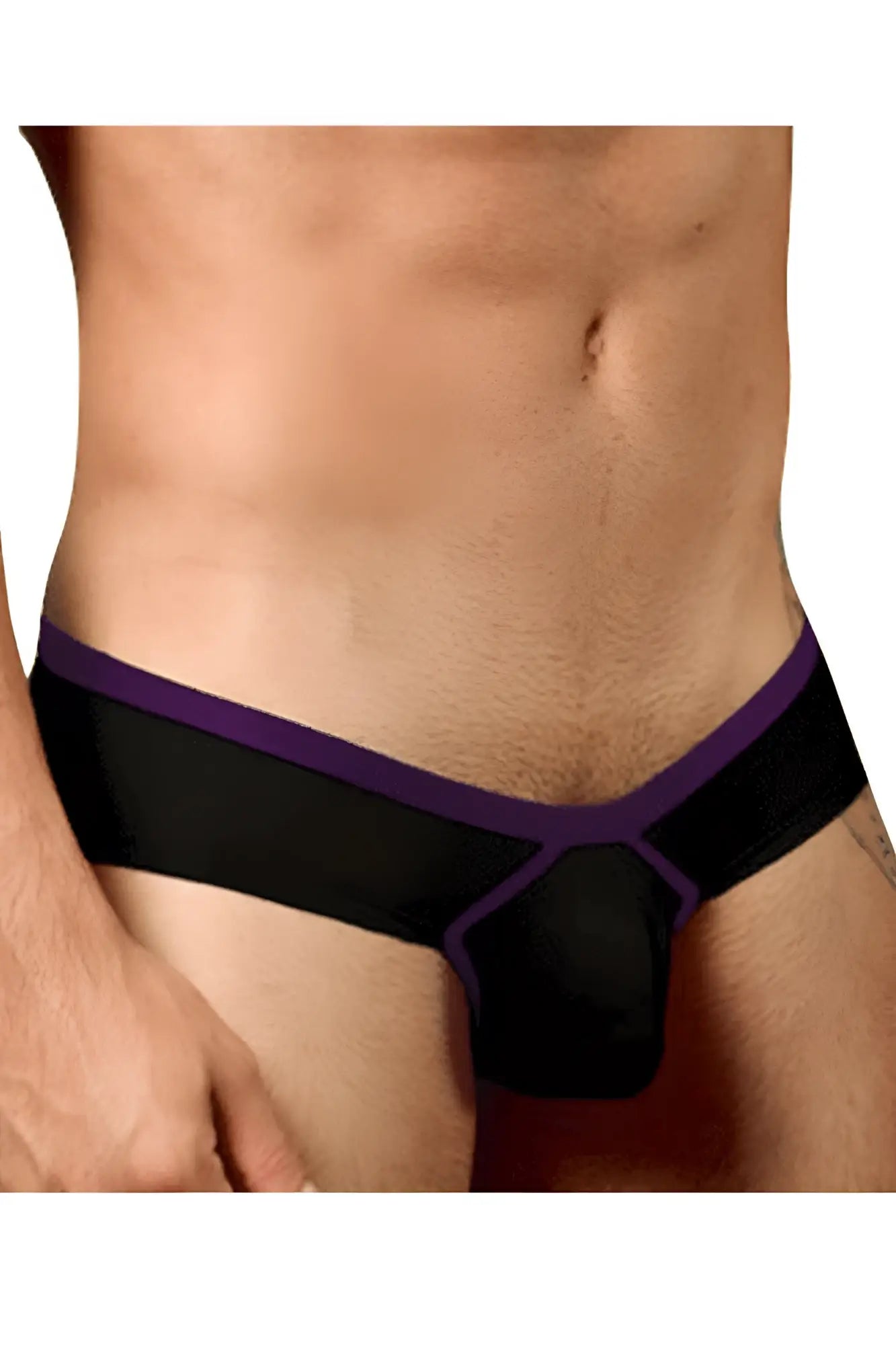 Black and purple Doreanse 1377-BLK Boost cheeky brief with sleek form-fitting design and comfortable fabric