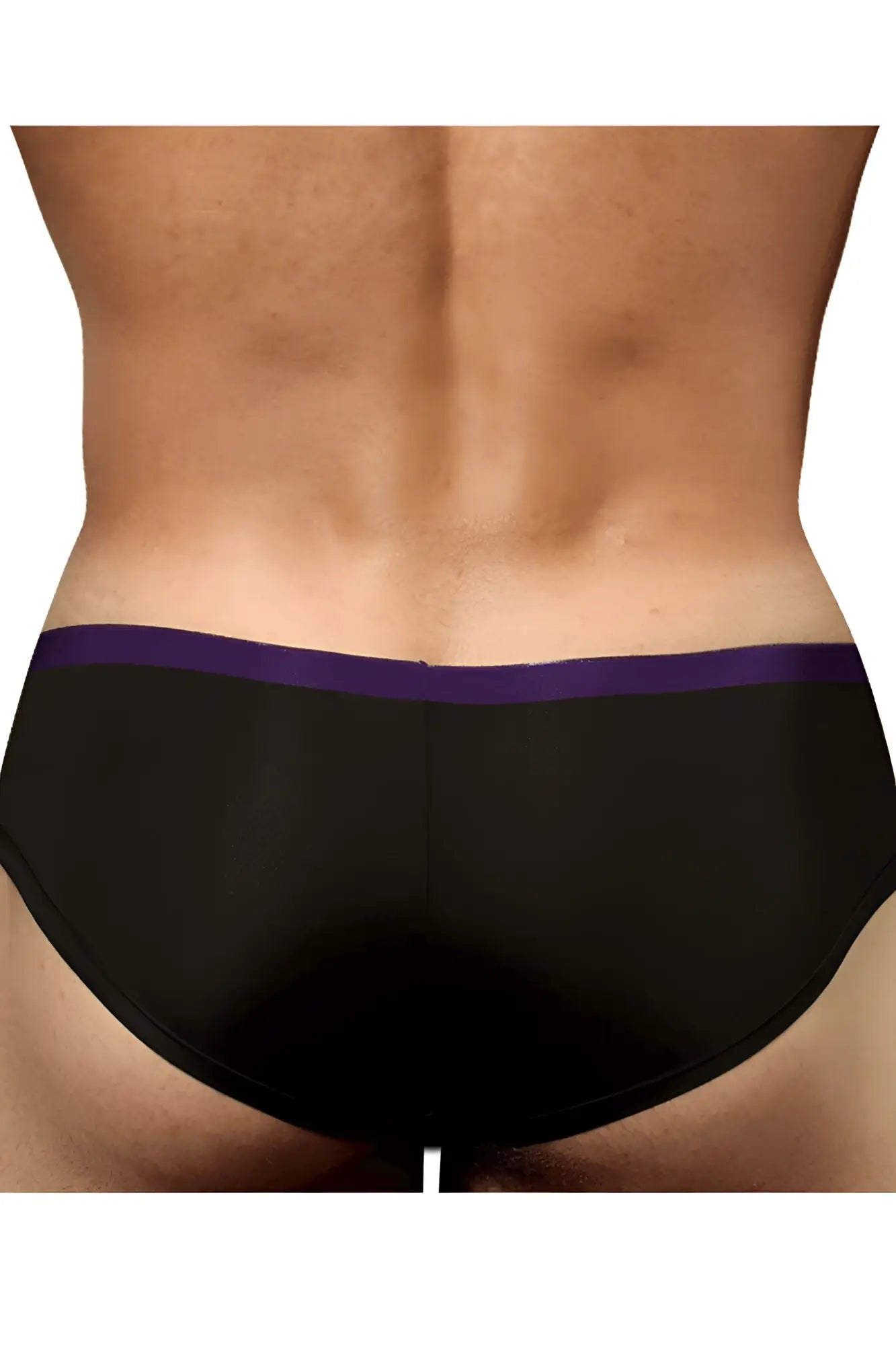 Doreanse 1377-BLK Boost cheeky brief in black with solid purple waistband made from soft comfortable fabric