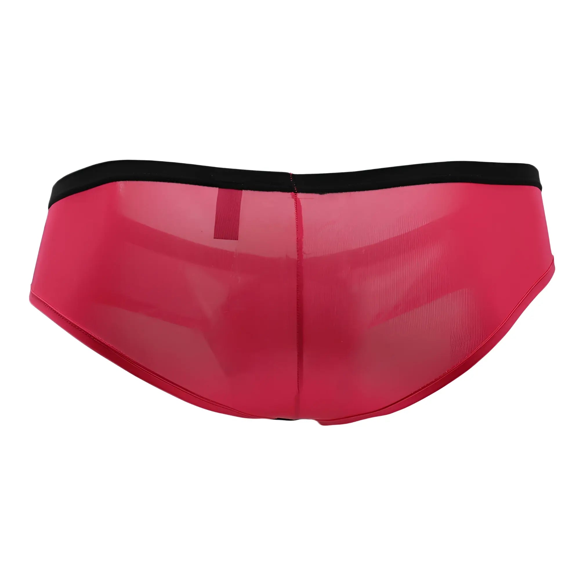 Doreanse 1377-FUC boost cheeky brief in fuchsia sheer mesh with a black waistband showing the front side
