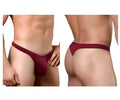 Doreanse 1392-BRD euro thong in bordeaux with smooth stretchy fabric and small side brand tag visible from the back