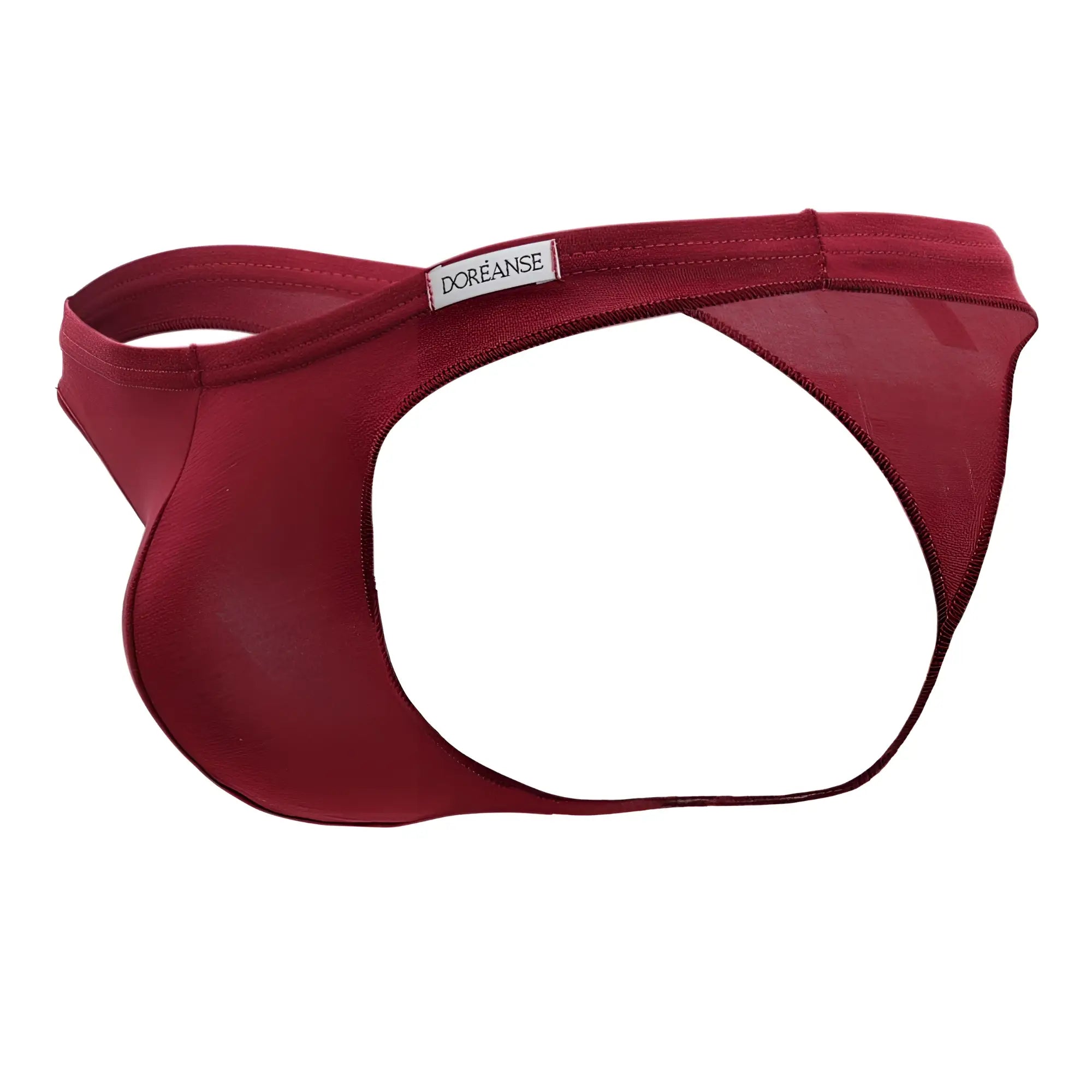 A sleek deep red doreanse 1392-brd euro thong with smooth form fitting design and subtle edge stitching in bordeaux