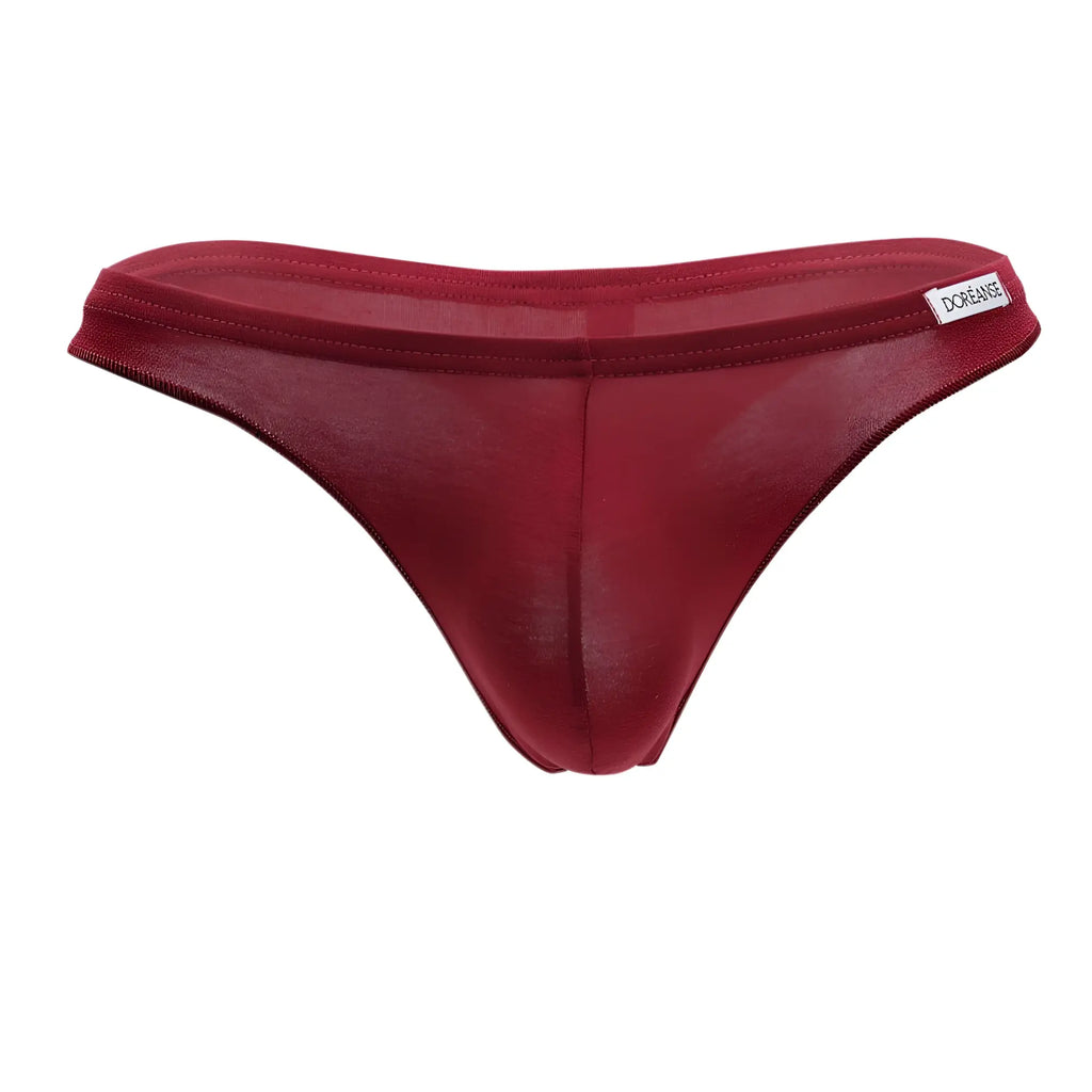 A sleek deep red doreanse 1392-BRD euro thong made of smooth stretchy fabric with subtle sheen and minimalist design