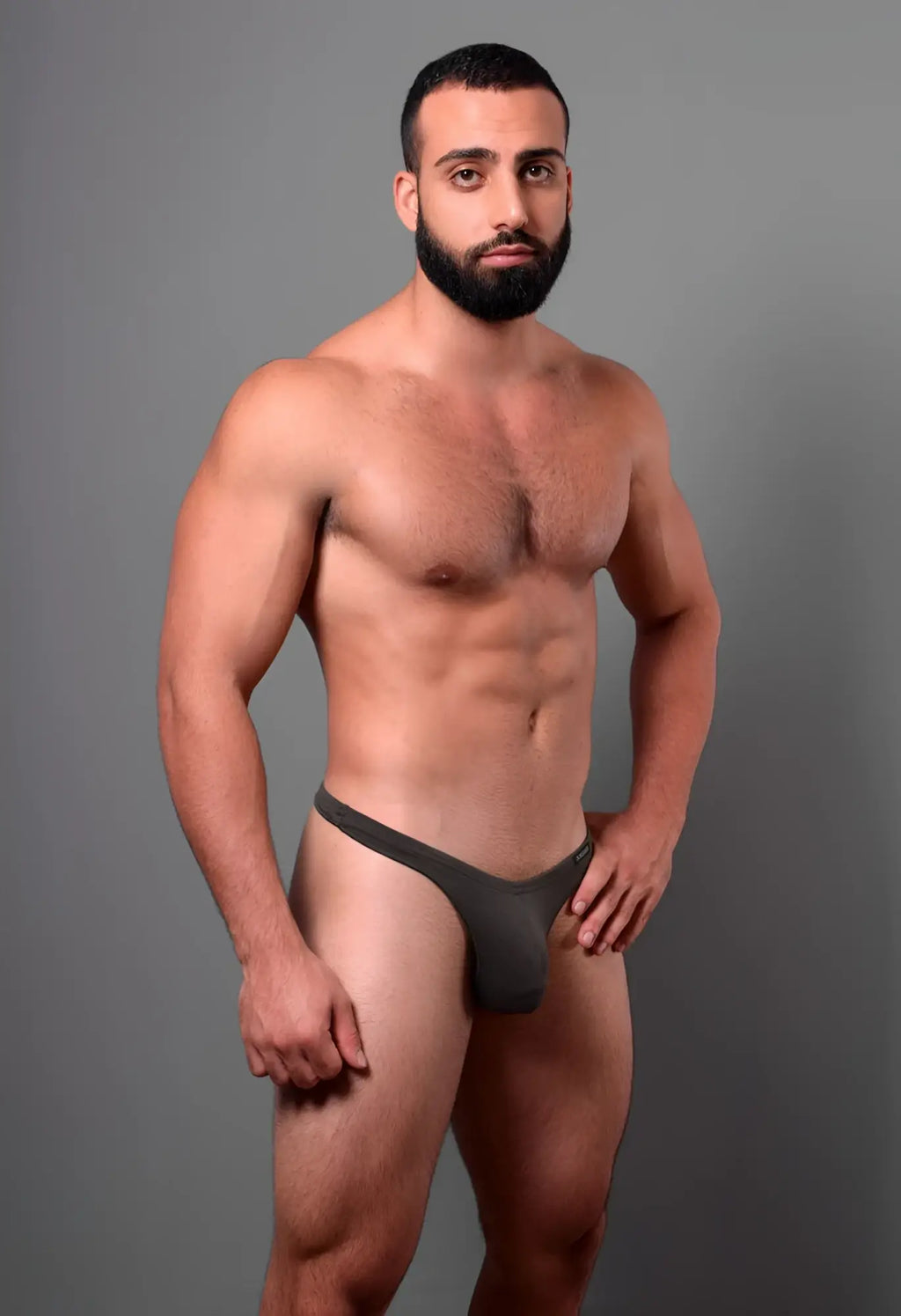Dark gray seamless form-fitting thong with narrow waistband and smooth fabric from Doreanse 1392-SMK Euro Thong Color Smoke