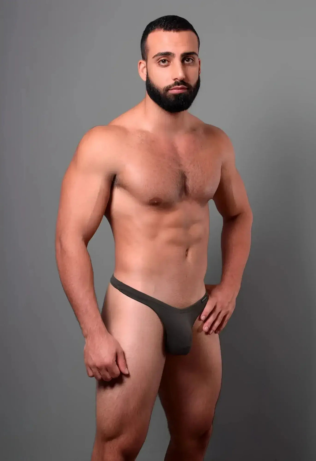 Dark gray seamless form-fitting thong with narrow waistband and smooth fabric from Doreanse 1392-SMK Euro Thong Color Smoke