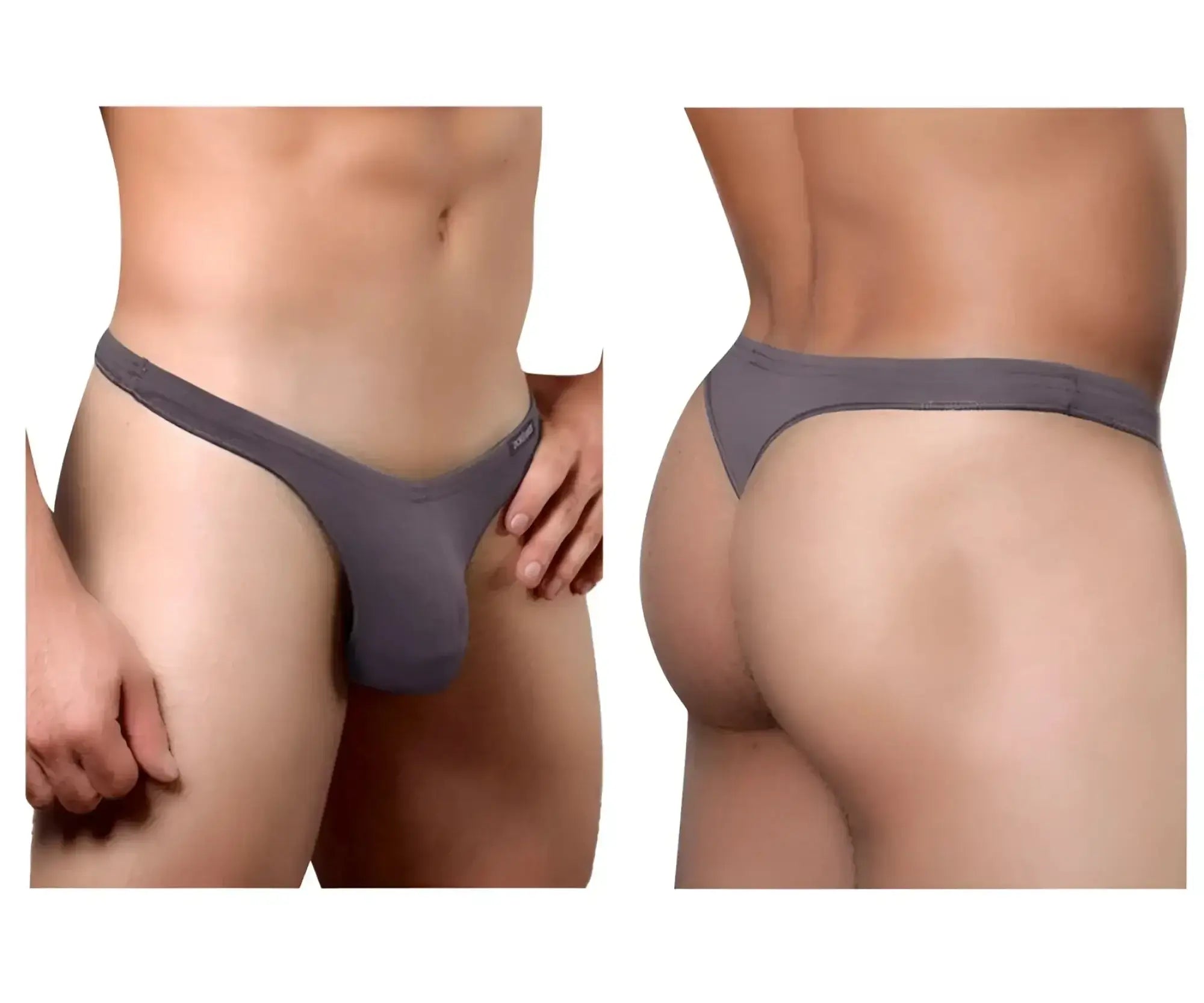 Gray men’s thong doreanse 1392-smk euro thong in smoke color with smooth form-fitting design shown from the back