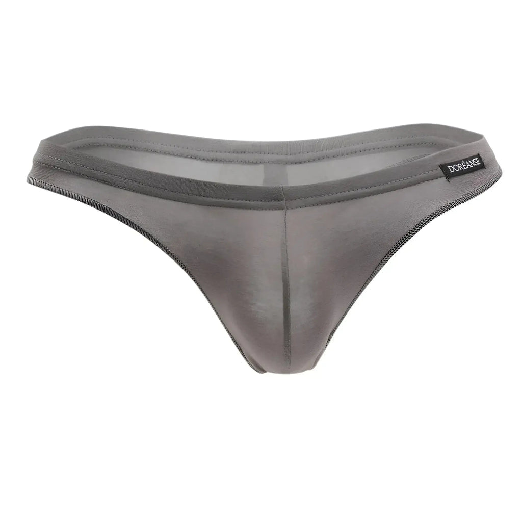 Gray doreanse 1392-smk euro thong in smoke color made of smooth stretchy fabric with subtle sheen and reinforced stitching