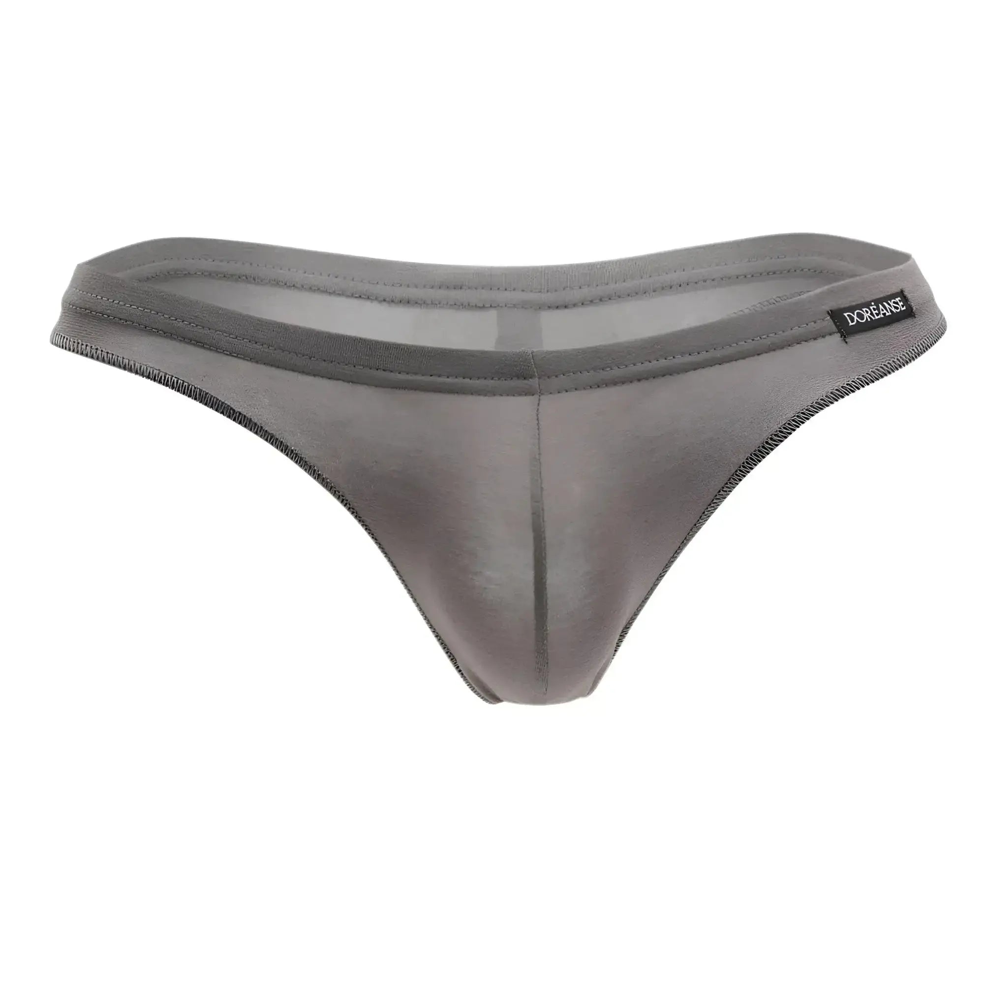 Gray doreanse 1392-smk euro thong in smoke color made of smooth stretchy fabric with subtle sheen and reinforced stitching