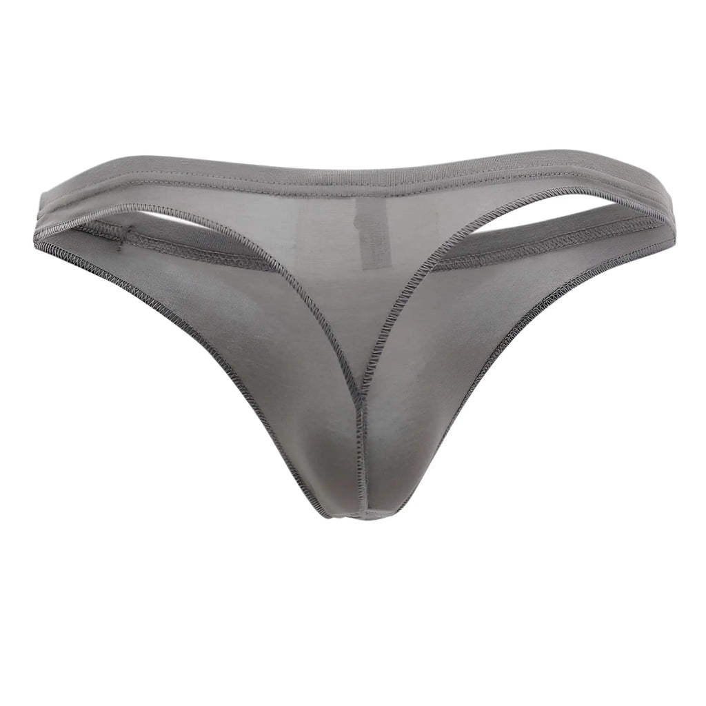 Doreanse 1392-SMK euro thong in smoke color featuring gray sheer mesh with smooth translucent fabric and reinforced edges