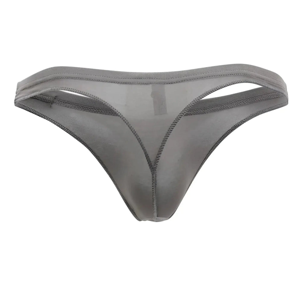 Doreanse 1392-SMK euro thong in smoke color featuring gray sheer mesh with smooth translucent fabric and reinforced edges