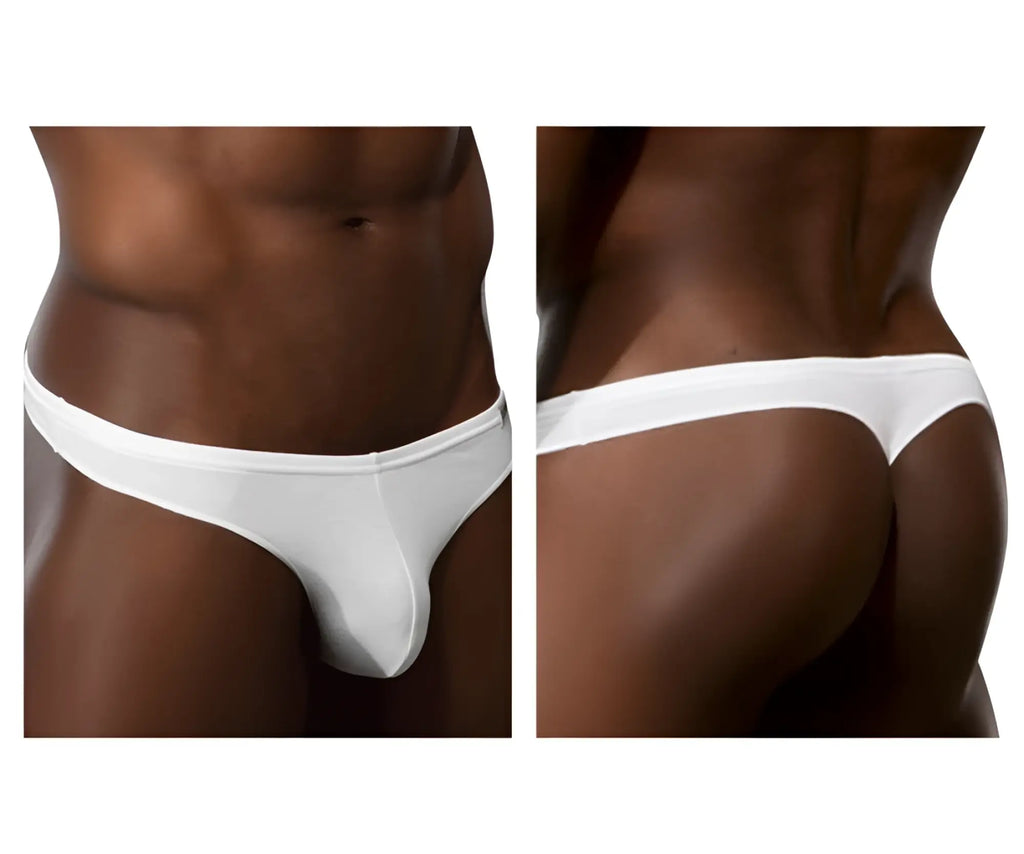 White doreanse 1392 euro thong made of smooth stretchy fabric shown from the front in form-fitting design