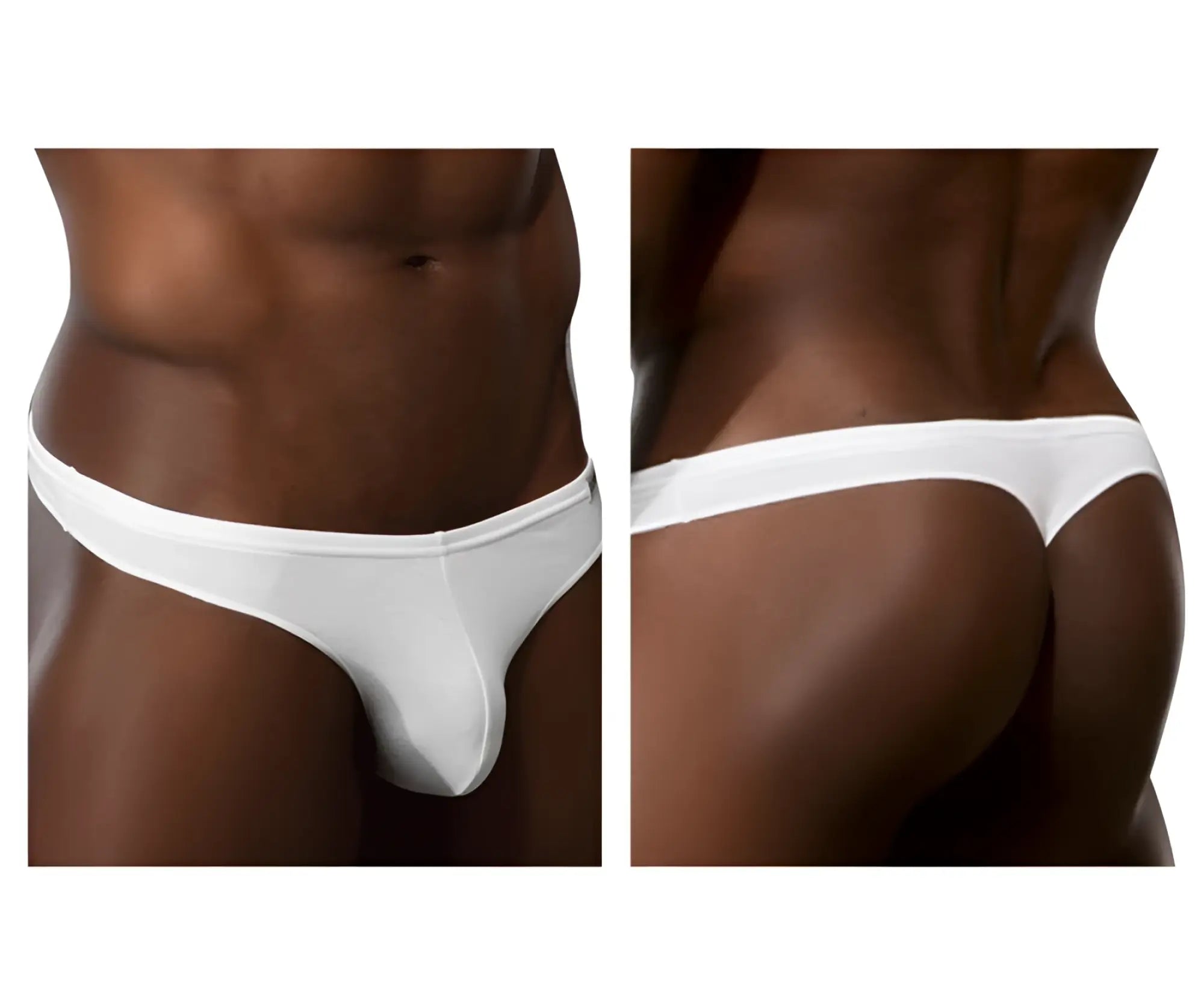 White doreanse 1392 euro thong made of smooth stretchy fabric shown from the front in form-fitting design