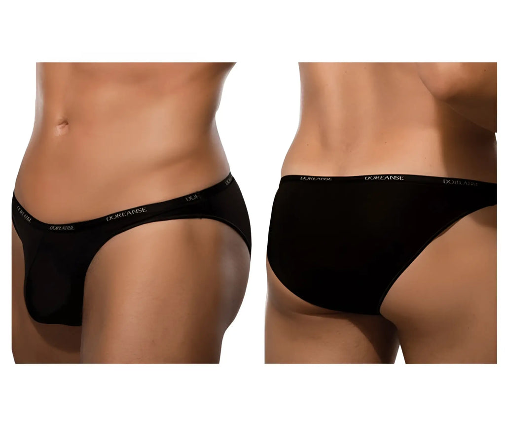 Black d&g briefs doreanse 1395-blk aire bikini with subtle white logo band in black color for everyday comfort
