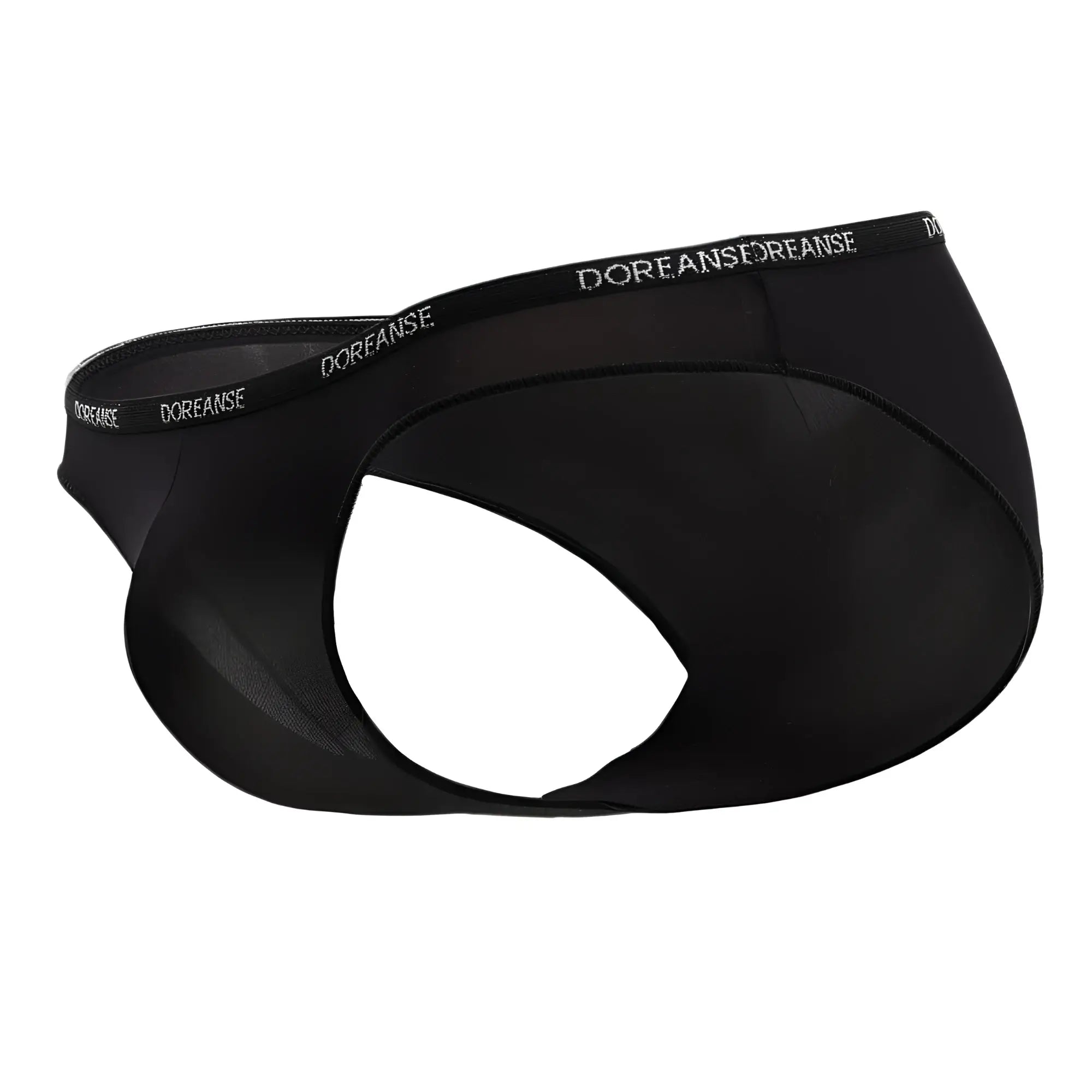 Black doreanse 1395-BLK aire bikini briefs with smooth form-fitting design and subtle white waistband branding
