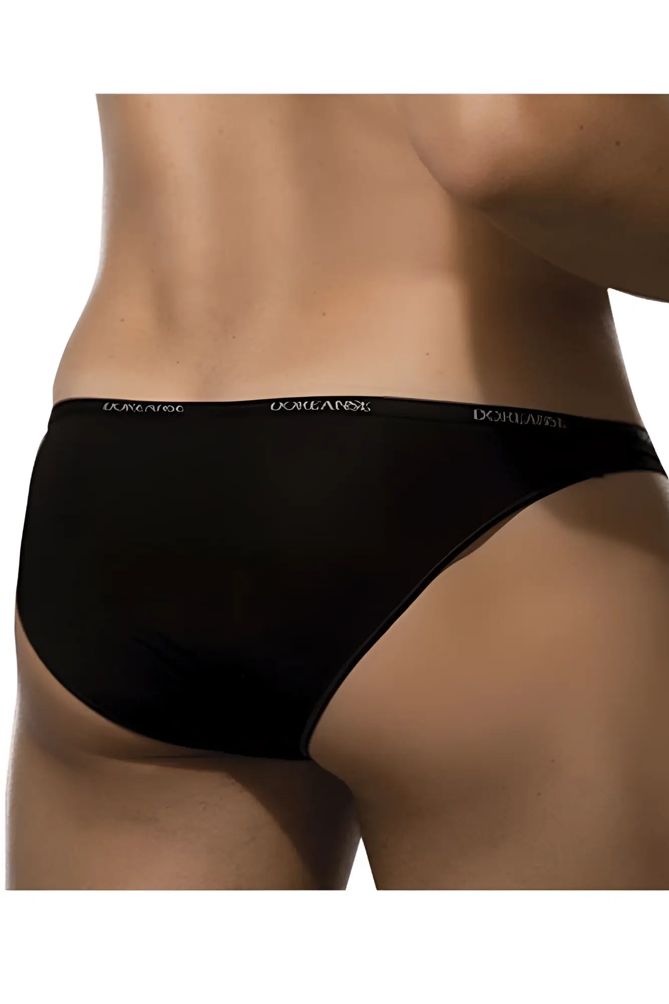 Black doreanse 1395-BLK aire bikini briefs with smooth fit and subtle white logo trim on waistband