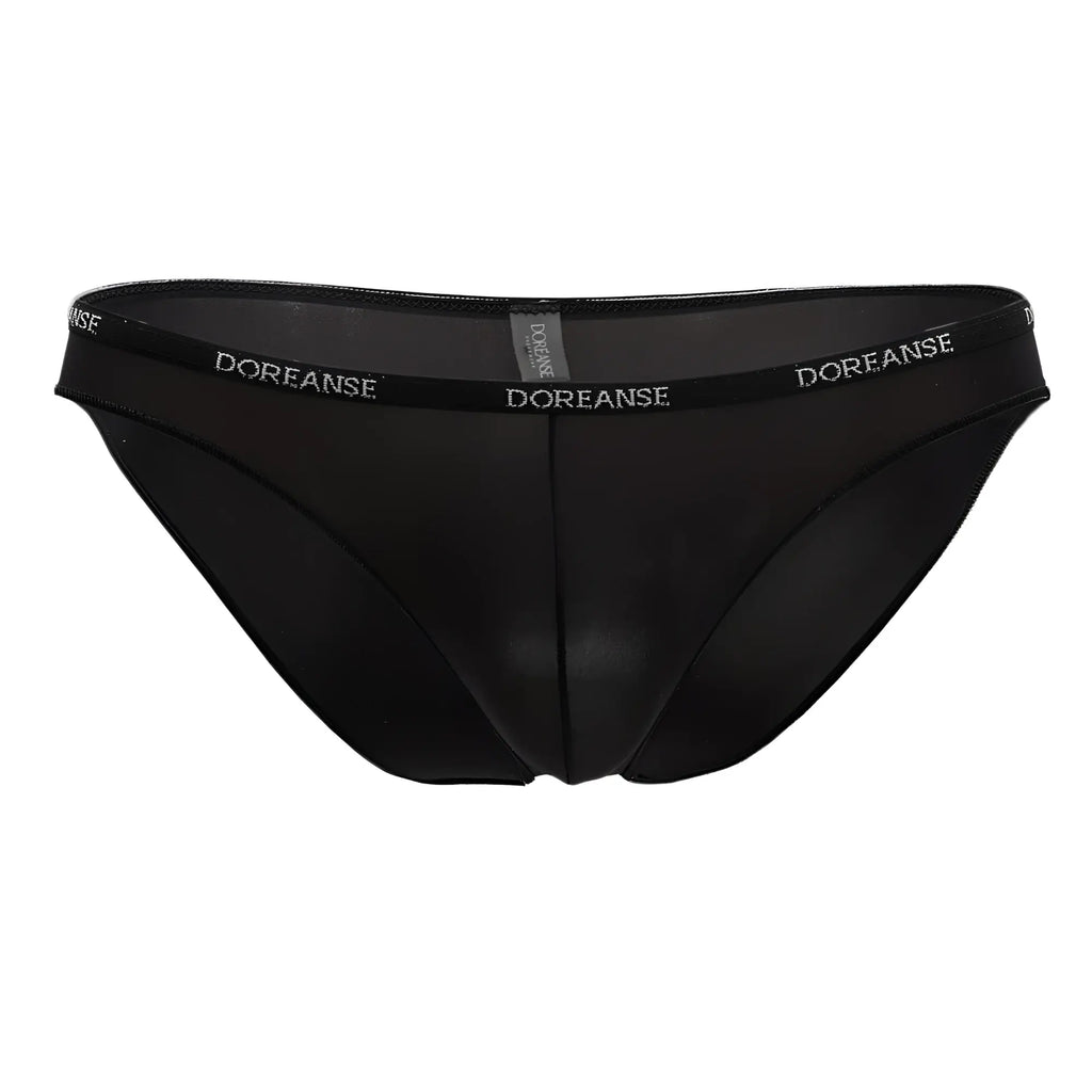 Black doreanse 1395-blk aire bikini briefs with smooth form-fitting design and subtle brand lettering on waistband