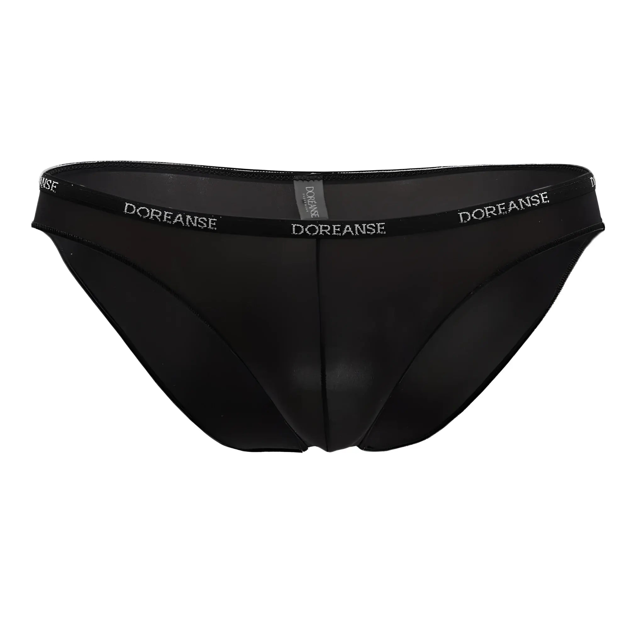 Black doreanse 1395-blk aire bikini briefs with smooth form-fitting design and subtle brand lettering on waistband