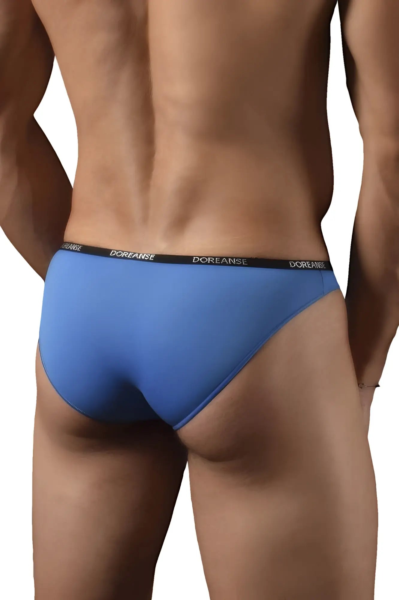 Doreanse 1395-blu aire bikini briefs in cobalt blue with a black elastic waistband and white brand lettering