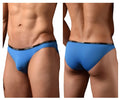 Doreanse 1395-blu aire bikini briefs in cobalt blue with black elastic waistband and white doreanse logo