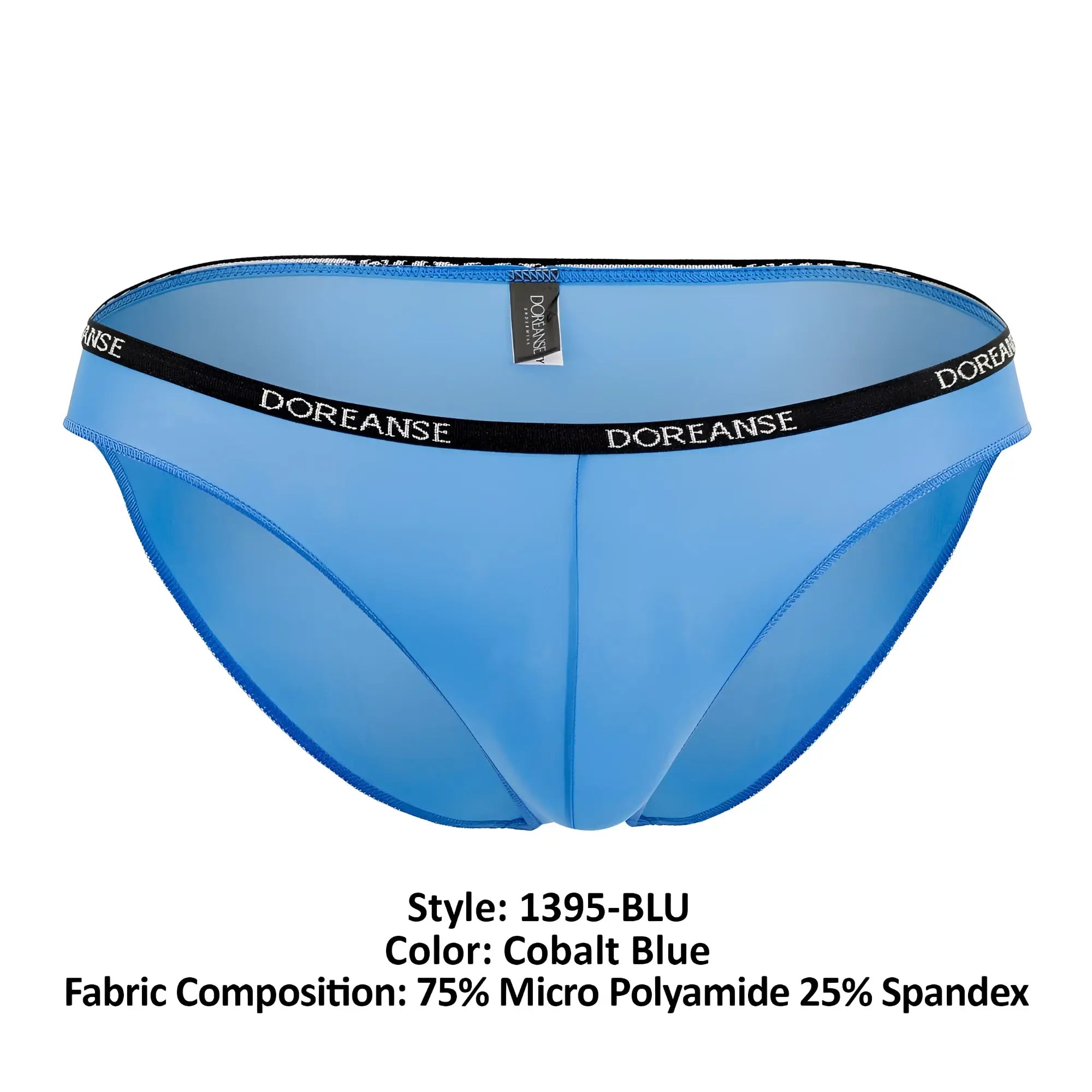 Doreanse 1395-blu aire bikini cobalt blue briefs made of 75 percent micro polyamide and 25 percent spandex with black waistband