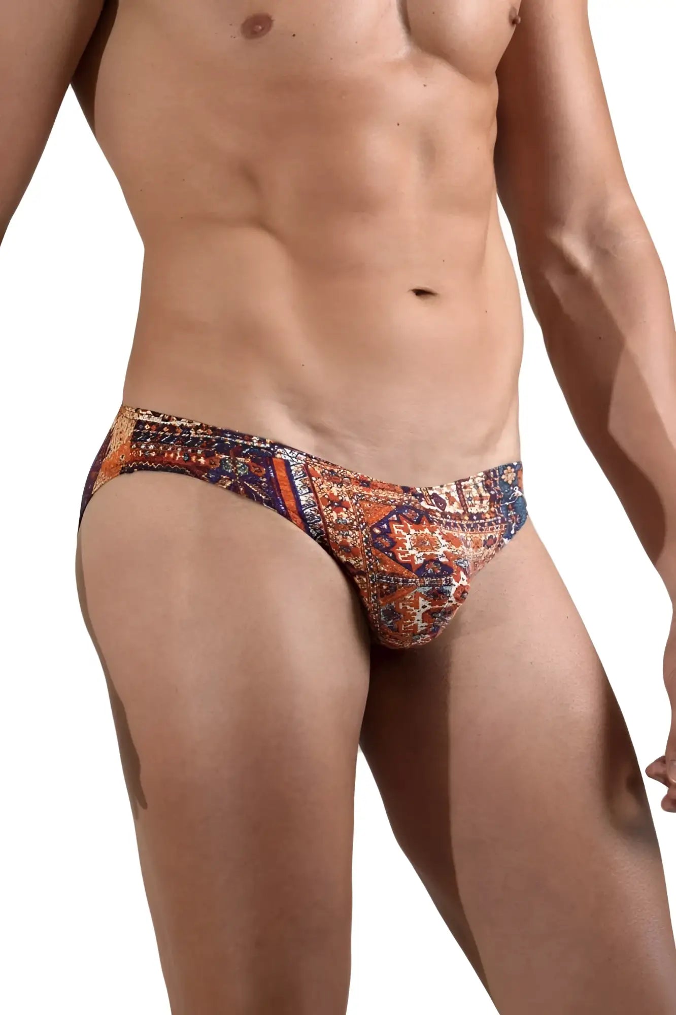 Doreanse 1403-prn persian briefs featuring orange and blue intricate geometric pattern for men
