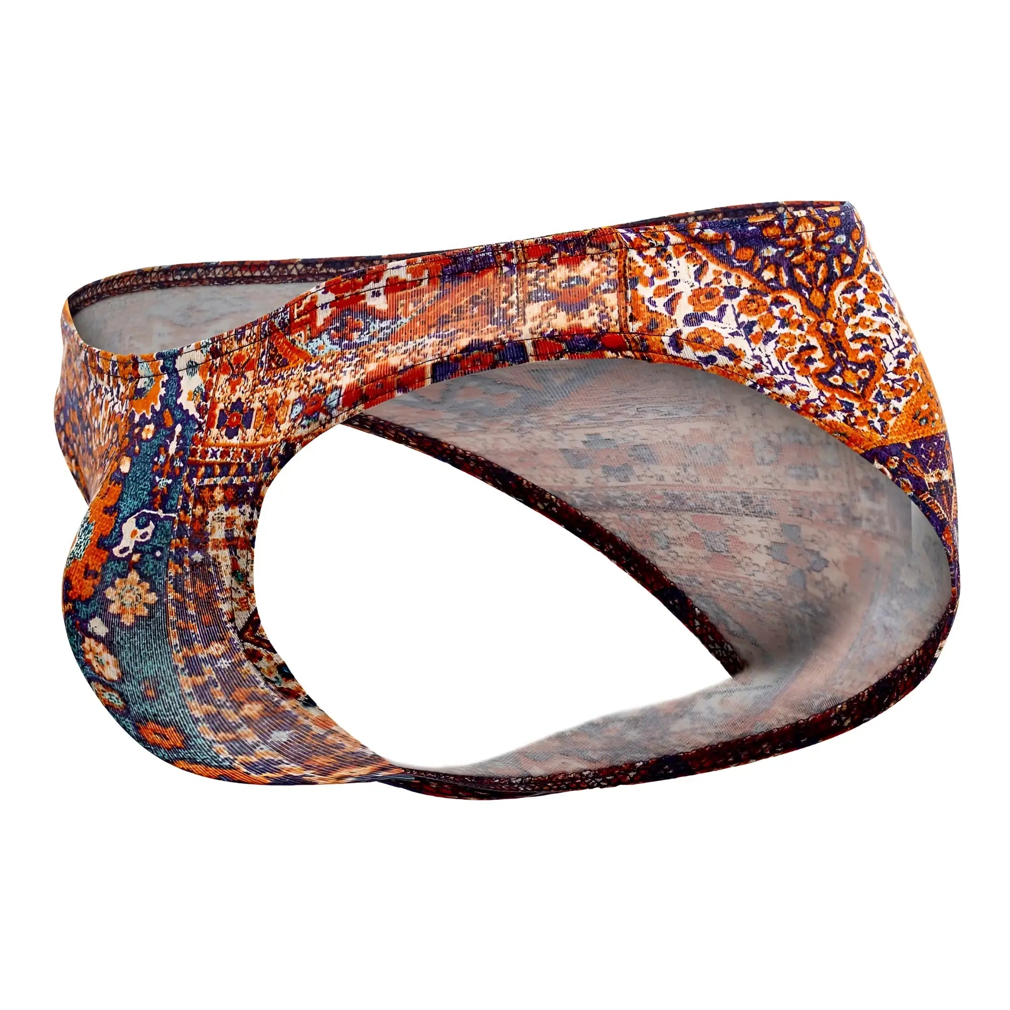 Doreanse 1403-PRN persian briefs men’s underwear with vibrant orange blue and brown vintage persian rug pattern