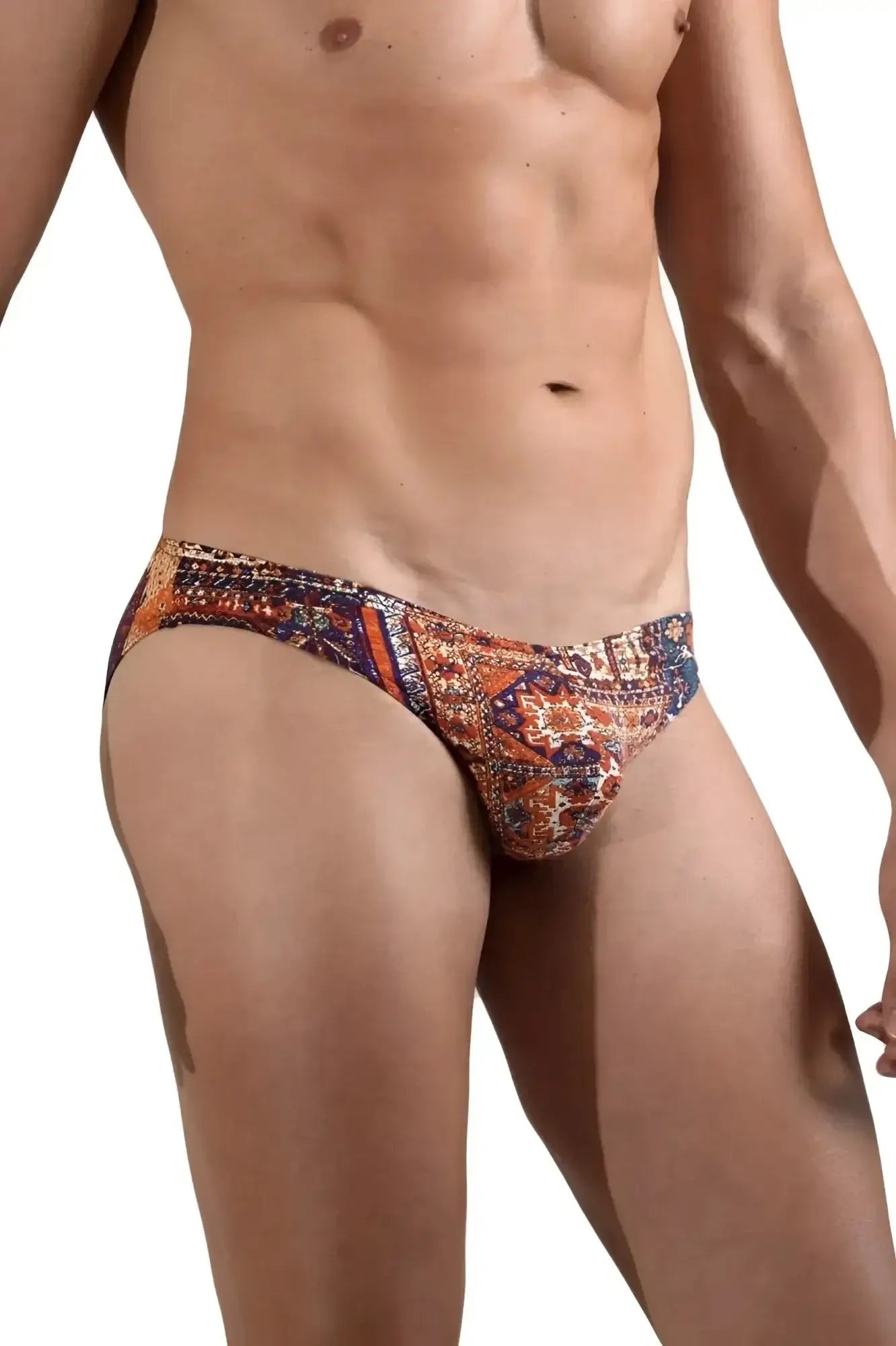 Doreanse 1403-prn persian briefs featuring orange and blue intricate geometric pattern for men