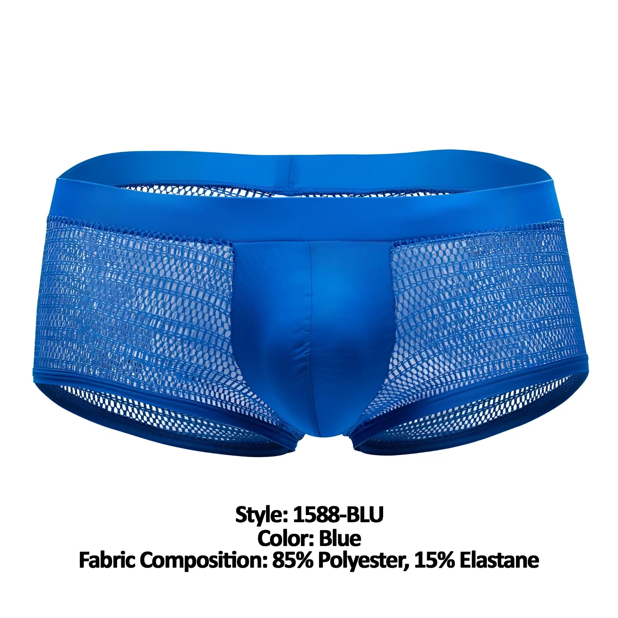 Doreanse 1588-blu mesh trunk in blue with satin-like solid front panel and breathable mesh fabric