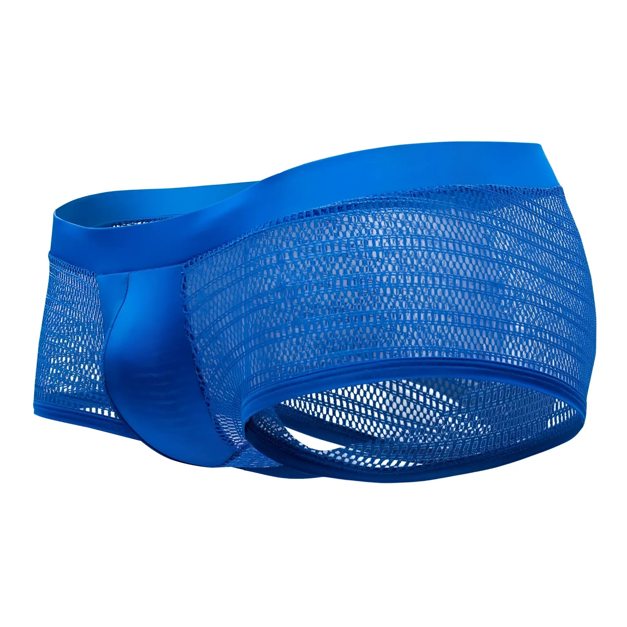 Doreanse 1588-BLU mesh trunk in blue features breathable mesh fabric with a solid blue elastic waistband and inner pouch