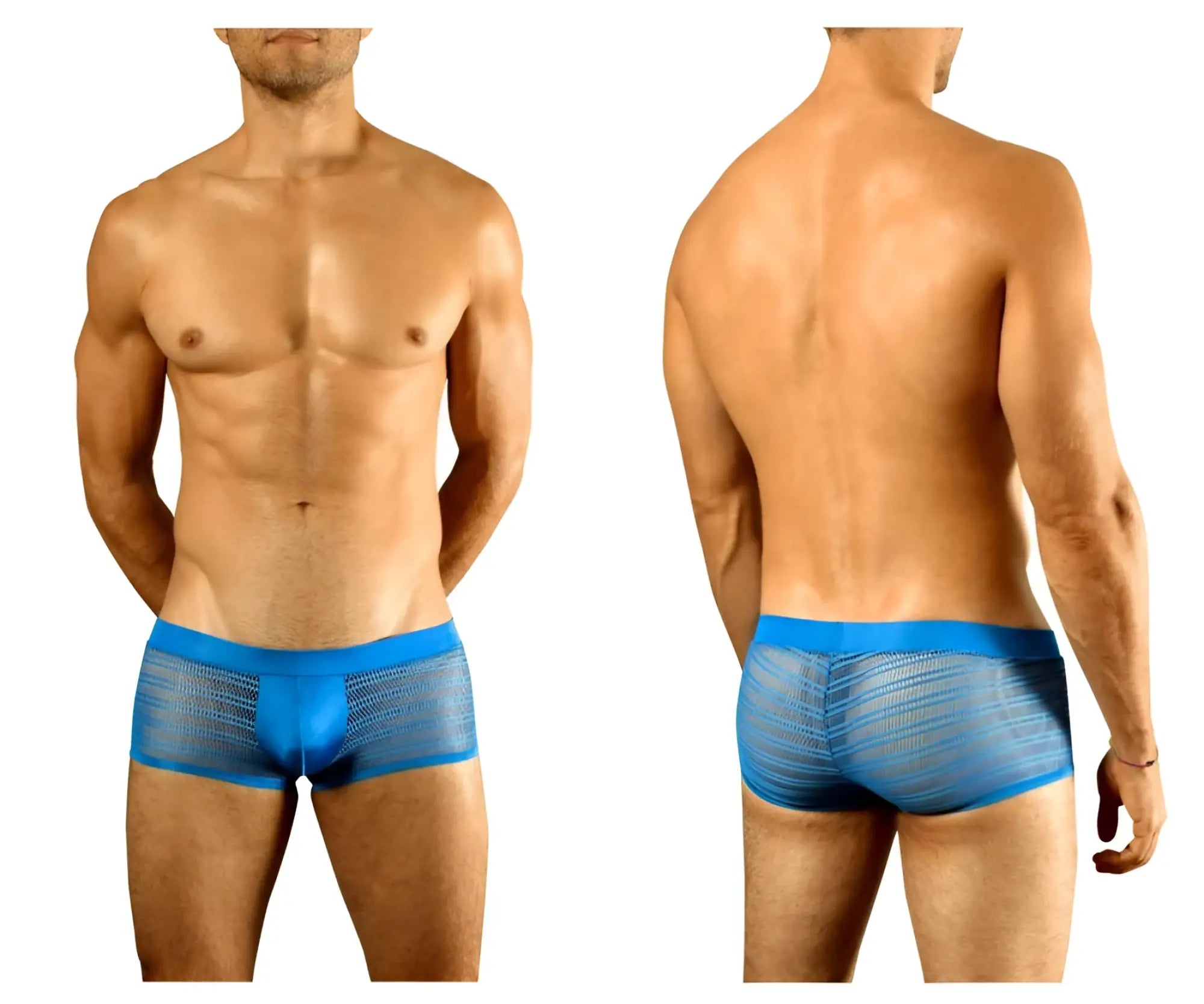 Doreanse 1588-BLU blue mesh briefs with solid blue waistband designed for comfort and breathability