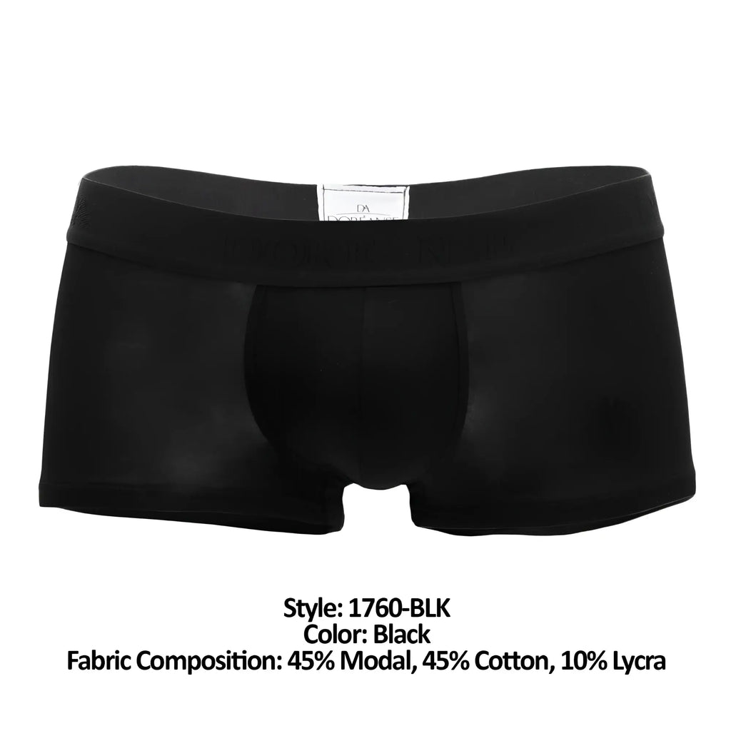 Doreanse 1760-blk low-rise black trunks made of 45% modal 45% cotton and 10% lycra for comfortable wear
