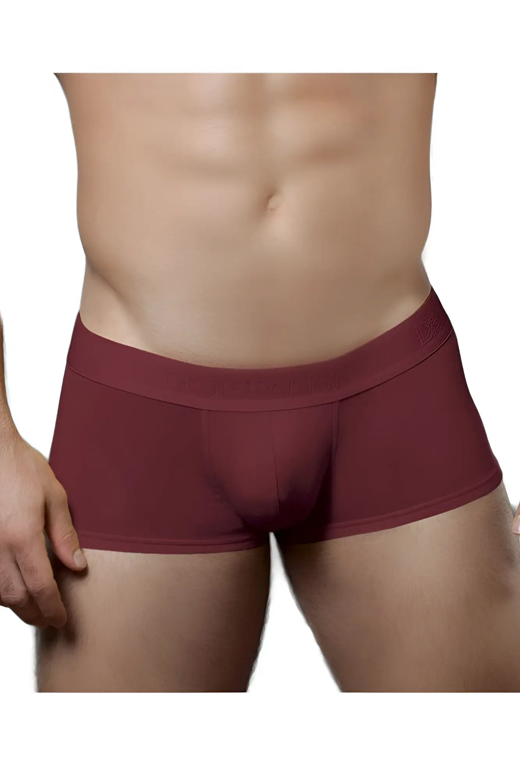 Doreanse 1760-BRD low-rise trunk bordeaux maroon men’s briefs with smooth form-fitting fabric and elastic waistband