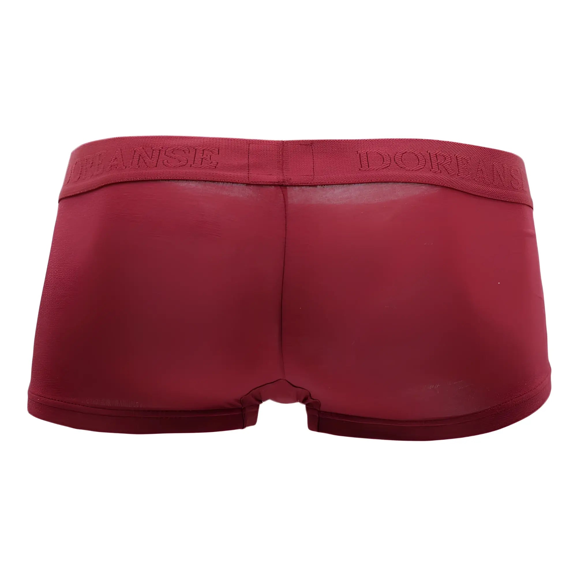 Doreanse 1760-BRD low-rise trunk in bordeaux with smooth stretchy fabric waistband branded Red dorfans briefs