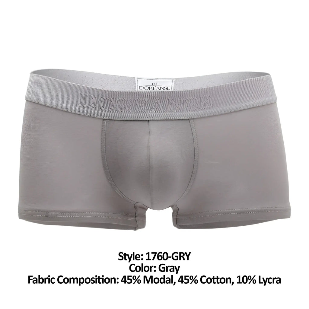 Gray doreanse 1760-gry low-rise men’s briefs made from modal cotton and lycra blend for comfort and stretch