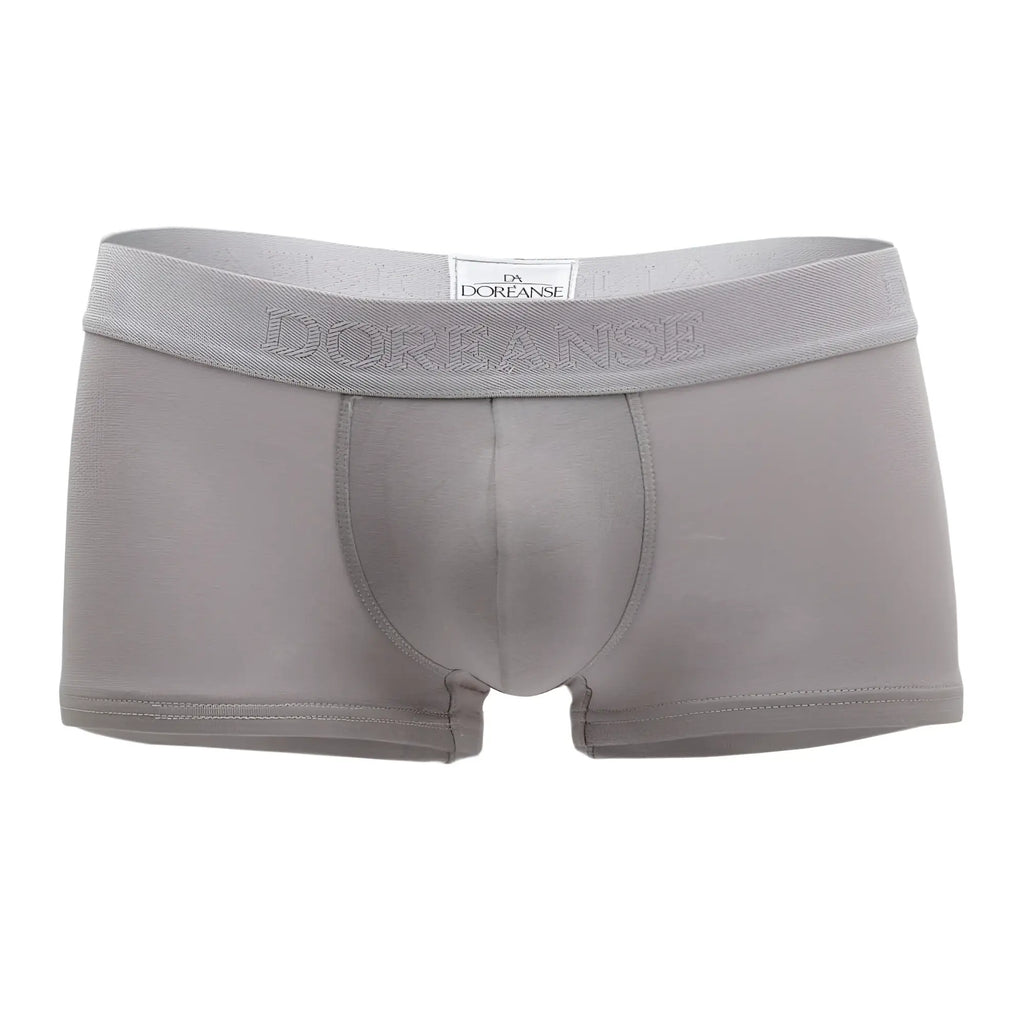 Gray doreanse 1760 low-rise men’s briefs with textured waistband and subtle brand embroidery in gray color