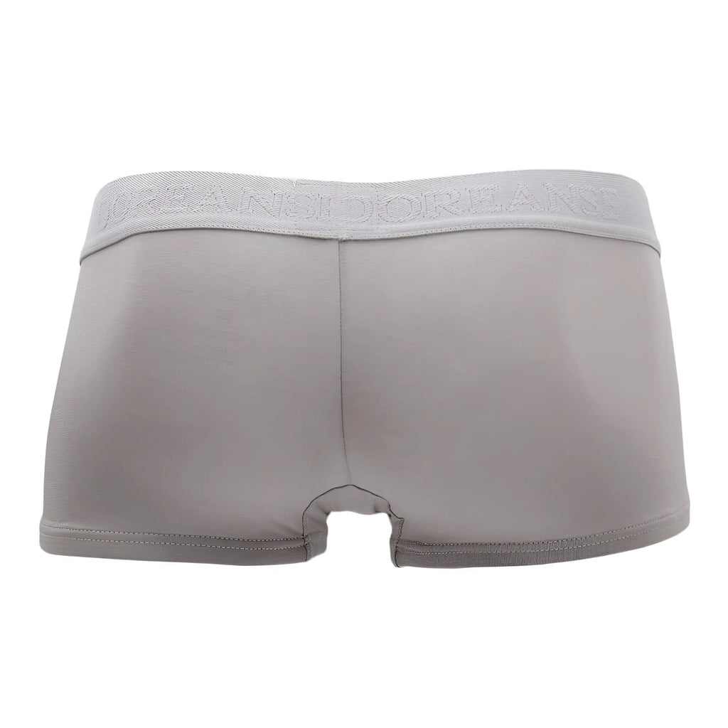 Gray doreanse 1760 low-rise men’s briefs with textured waistband featuring urban decay brand name